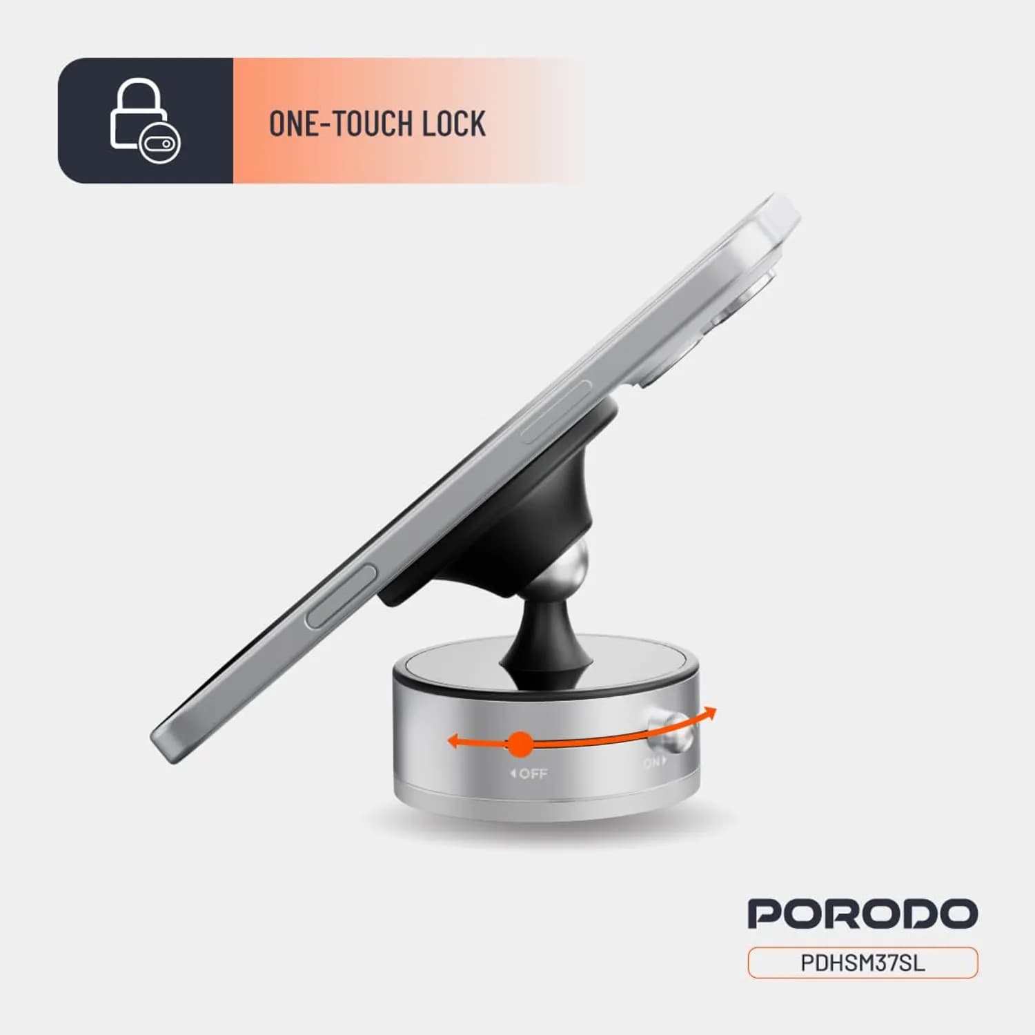 Porodo MagSafe Phone Mount - Adjustable Angle, Silver — Silver 4