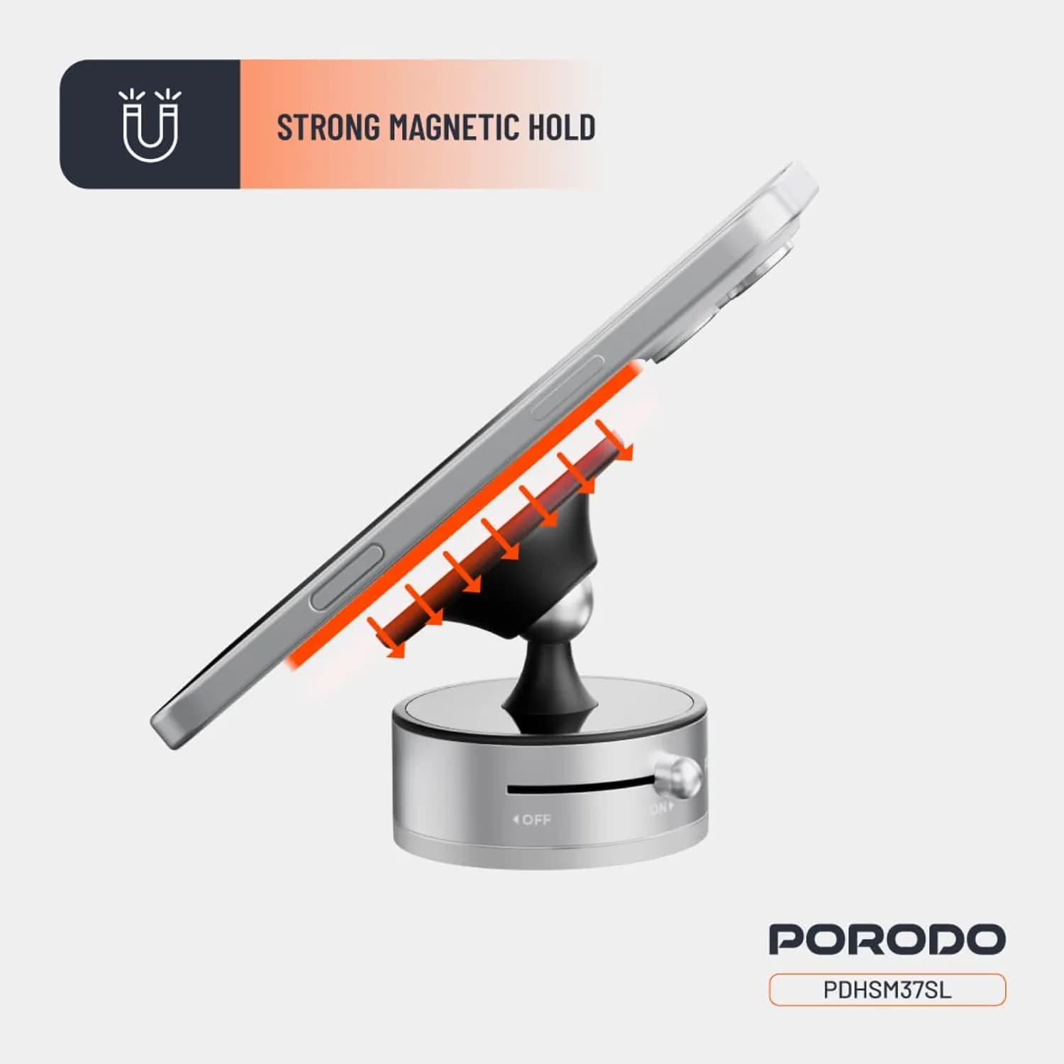 Porodo MagSafe Phone Mount - Adjustable Angle, Silver — Silver 5