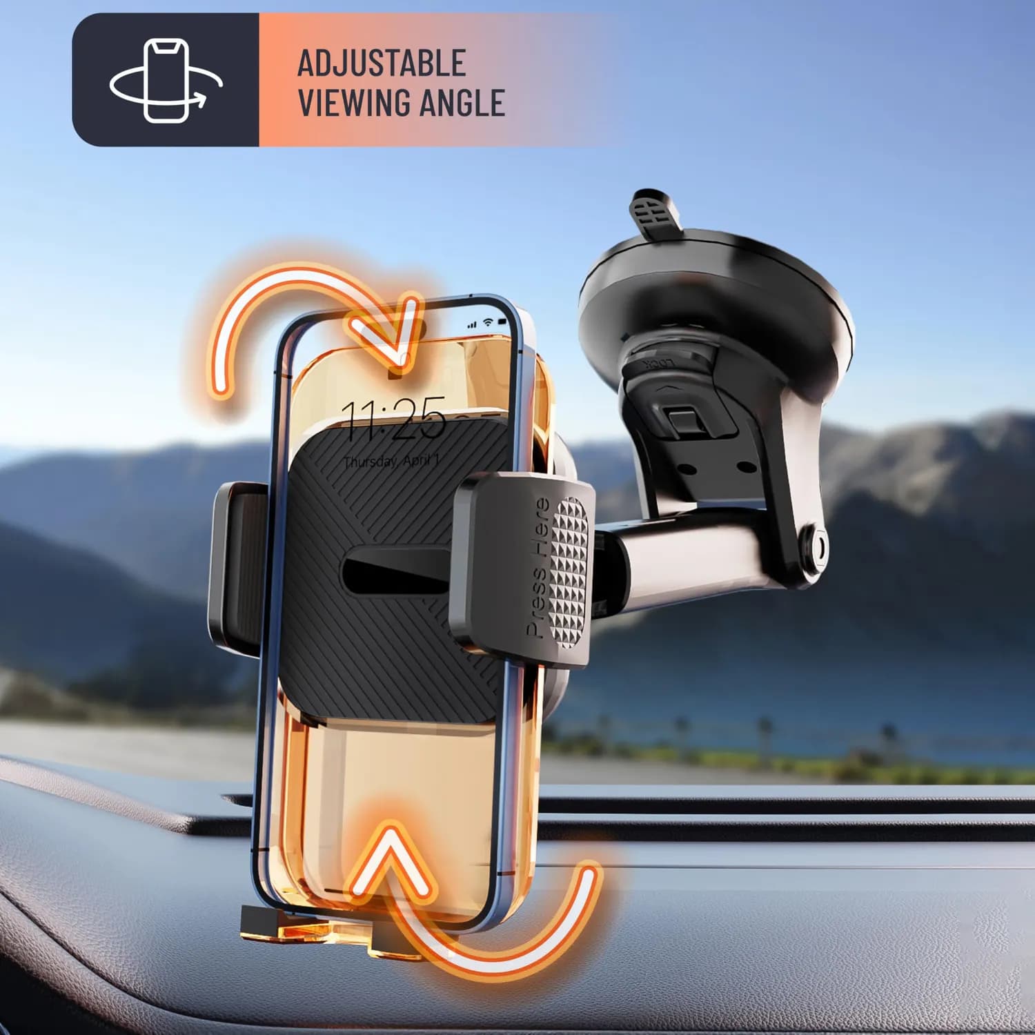 Porodo Phone Holder - 3-in-1 Mount, Black 4