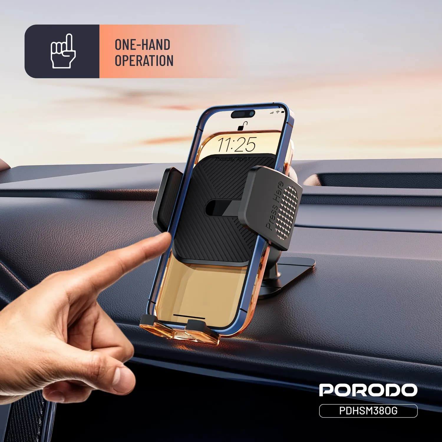 Porodo Phone Holder - 3-in-1 Mount, Orange 4