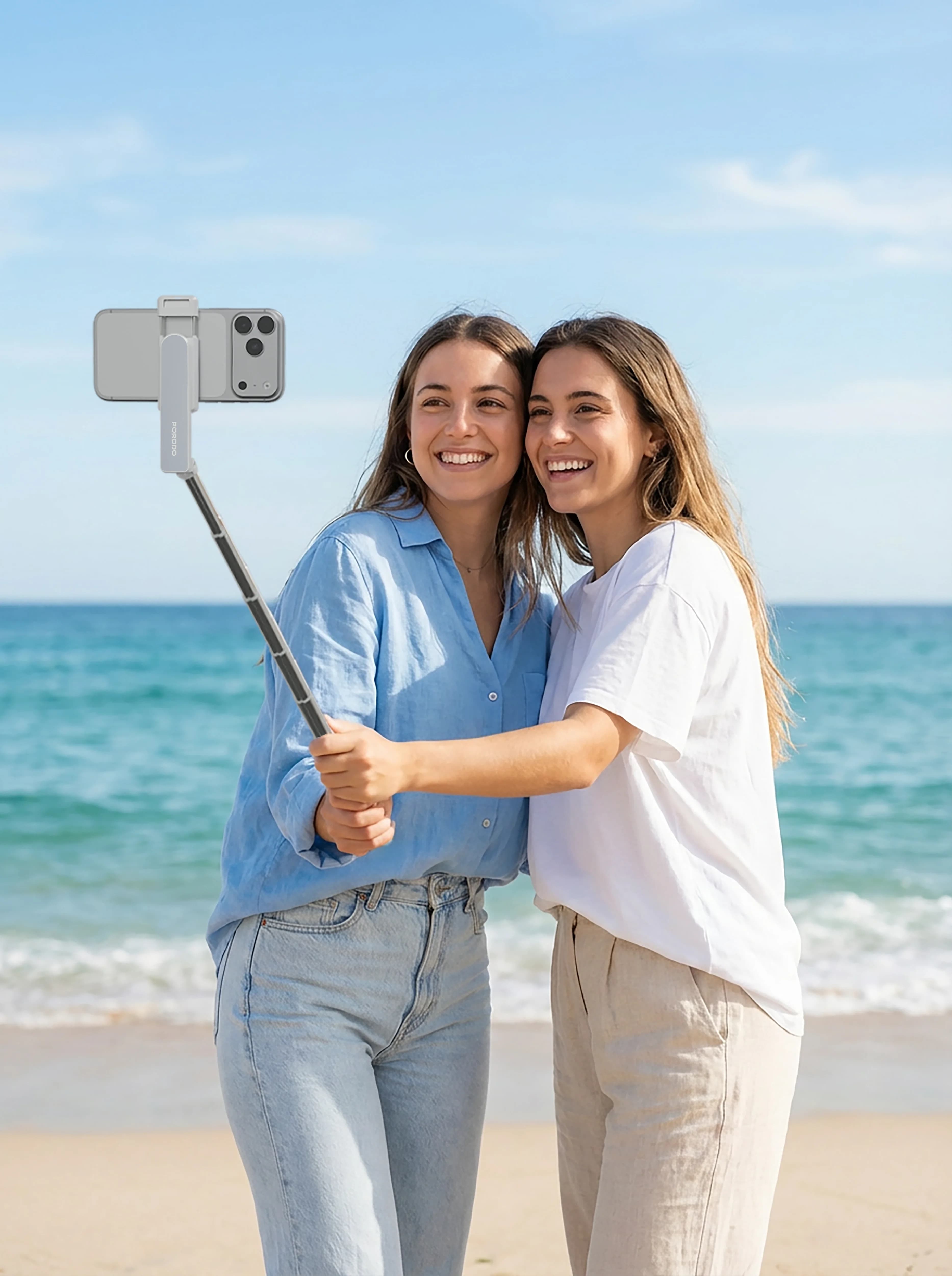 Porodo Selfie Stick with Tripod PDI10WH - White 2
