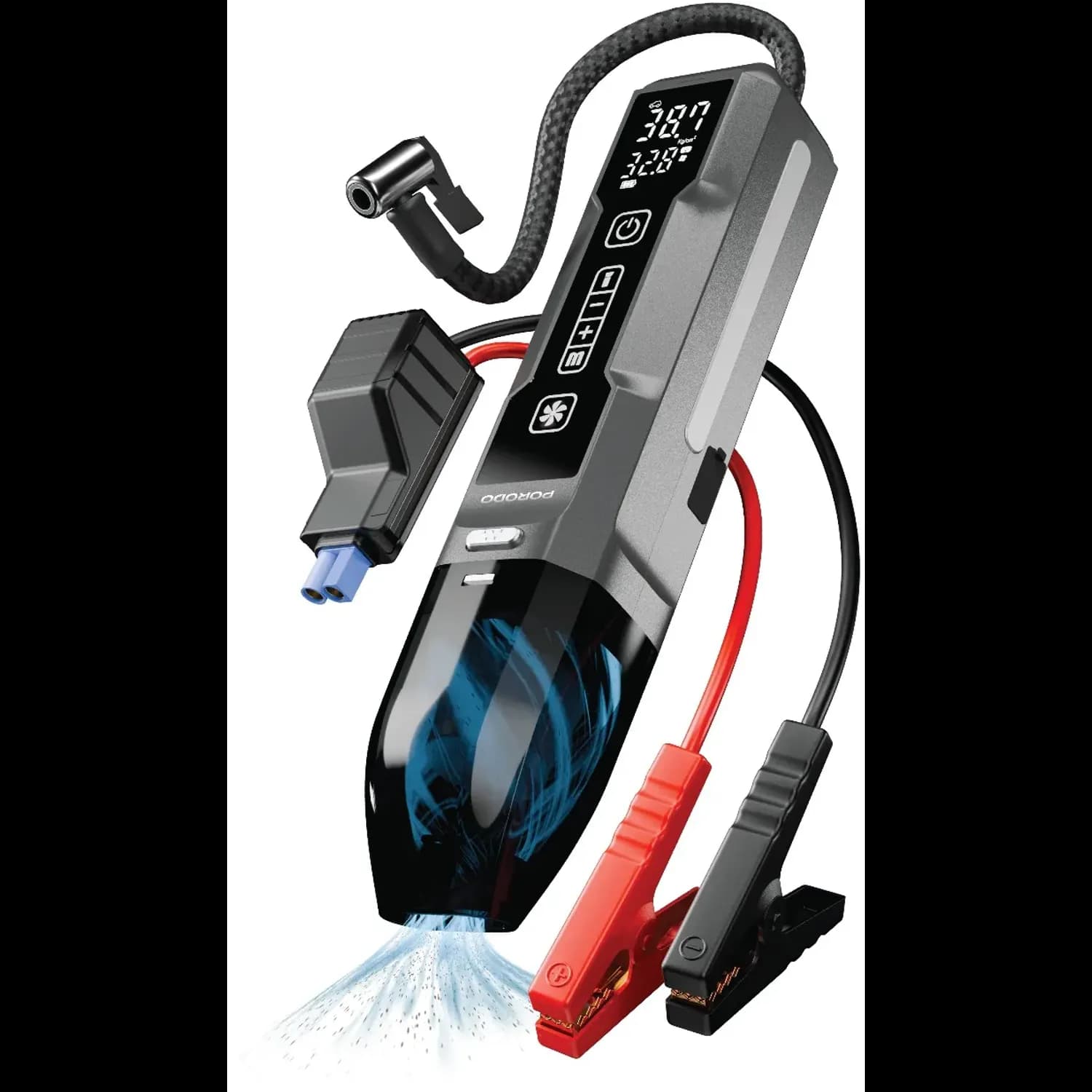 Porodo Jump Starter IGNATOV - Air Pump & Vacuum, Black 1 Porodo Jump Starter IGNATOV - Air Pump & Vacuum, Black 1