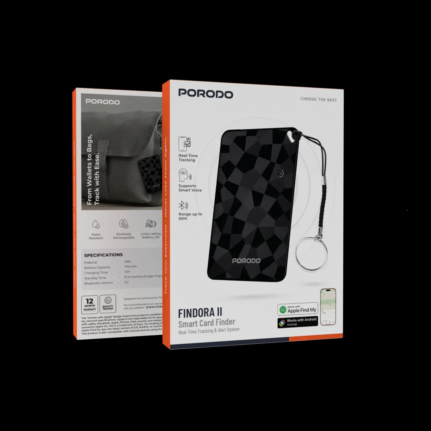 Porodo Smart Card Finder Findora II - Bluetooth 5.2, Black 4