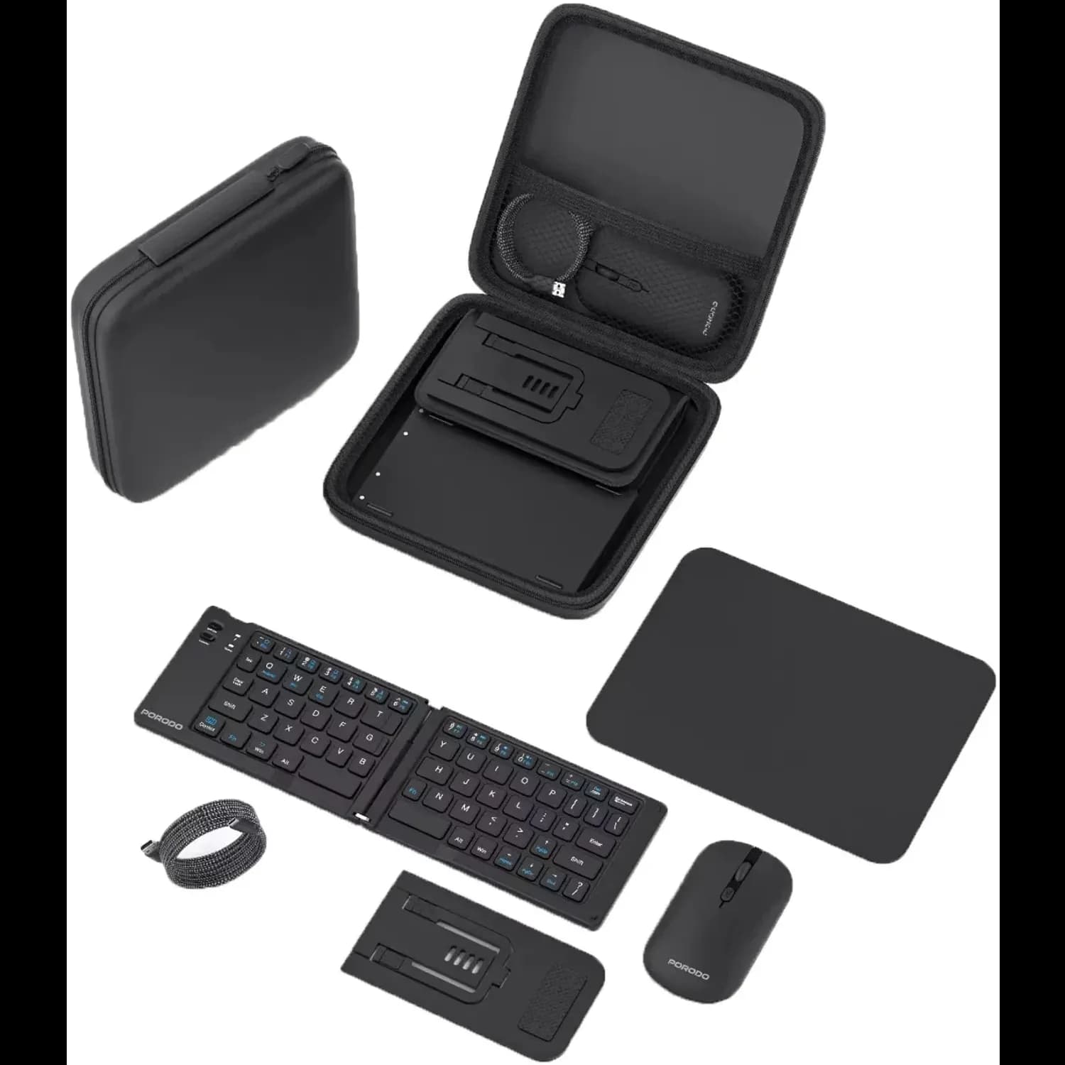 Porodo Keyboard & Mouse Set - 6-in-1, Dual Connectivity, Black 1