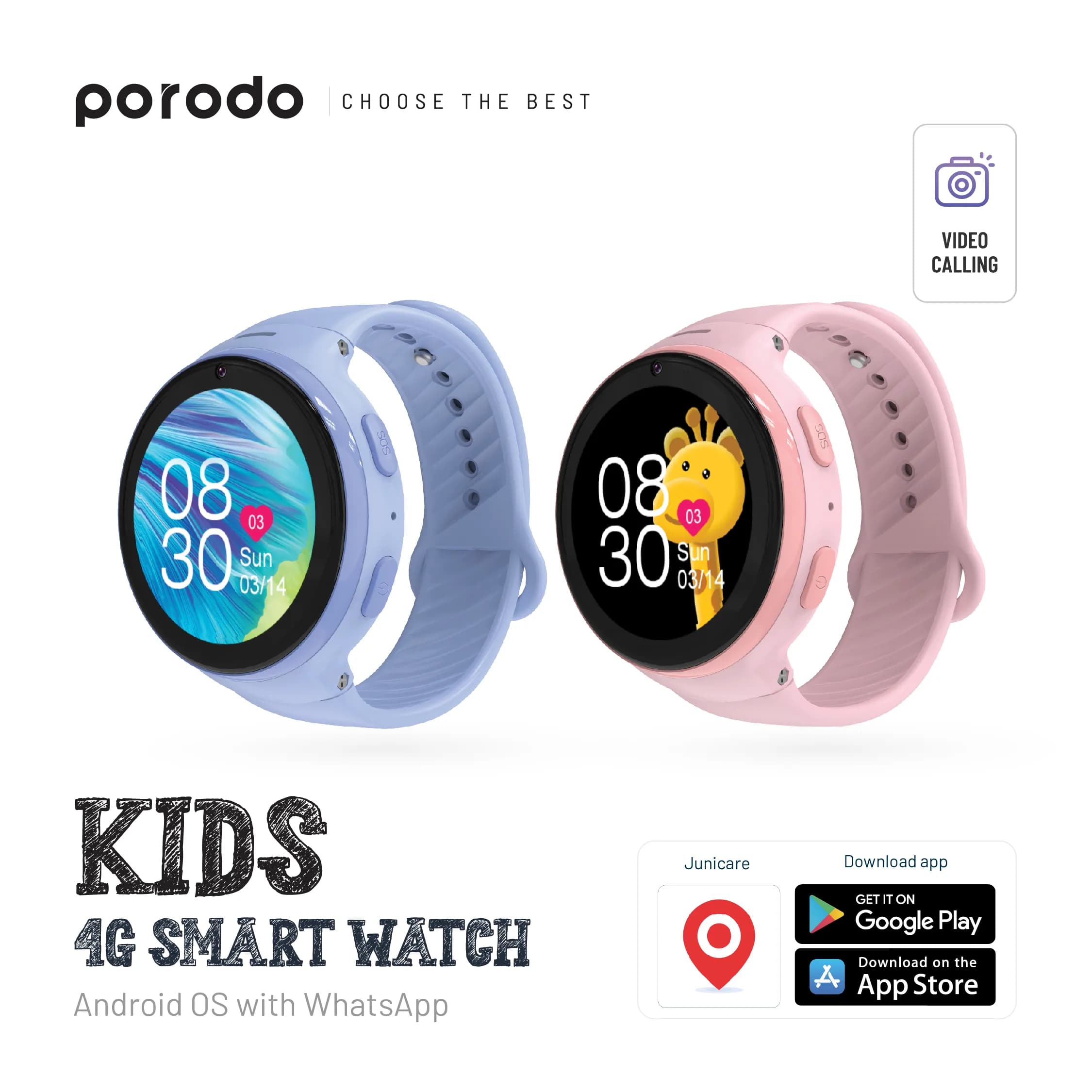 Porodo 4G Kids GPS Smart Watch — Blue 3