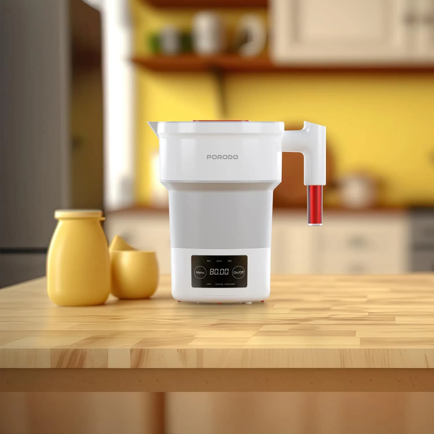 Porodo Lifestyle 600ML Portable And Foldable Electric Kettle 850W, - White 2