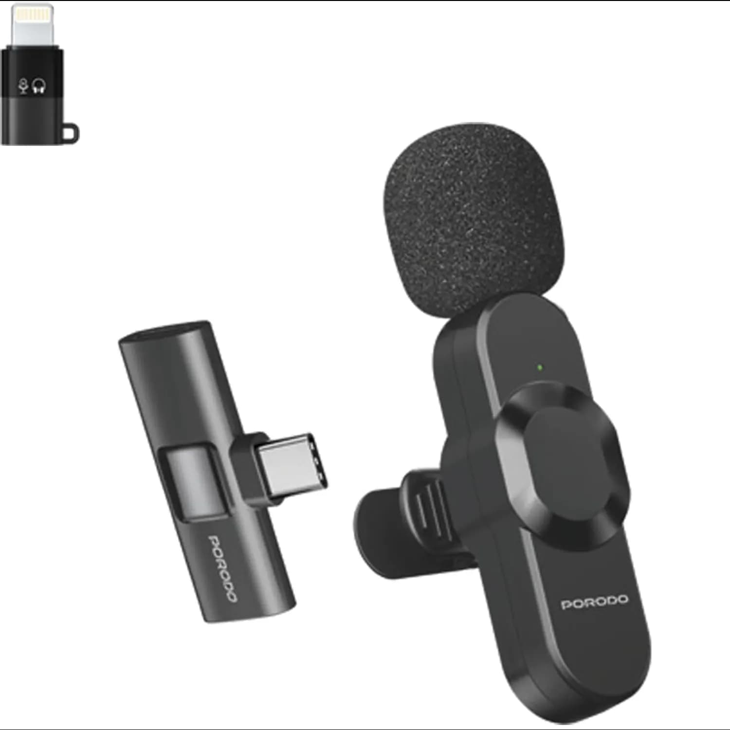 Porodo Lavalier Microphone Audix Elite 3-in-1 - Type-C/Lightning/3.5mm, Black 1 Porodo Lavalier Microphone Audix Elite 3-in-1 - Type-C/Lightning/3.5mm, Black 1