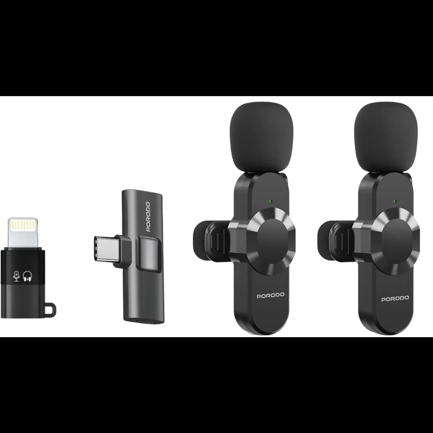 Porodo Lavalier Microphone Audix - USB-C & Lightning, Black 1