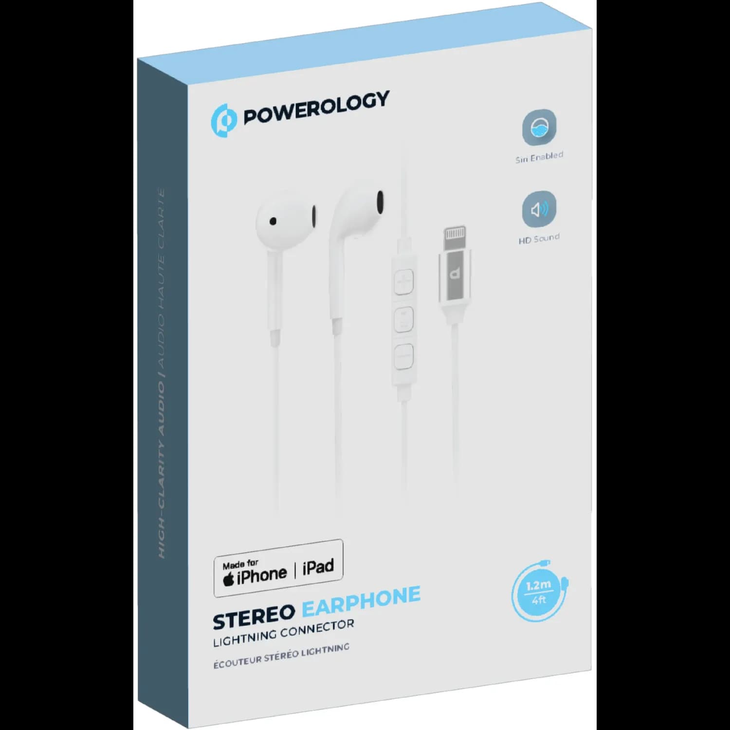 Powerology Stereo Earphones - Lightning Connector, White — Black 5