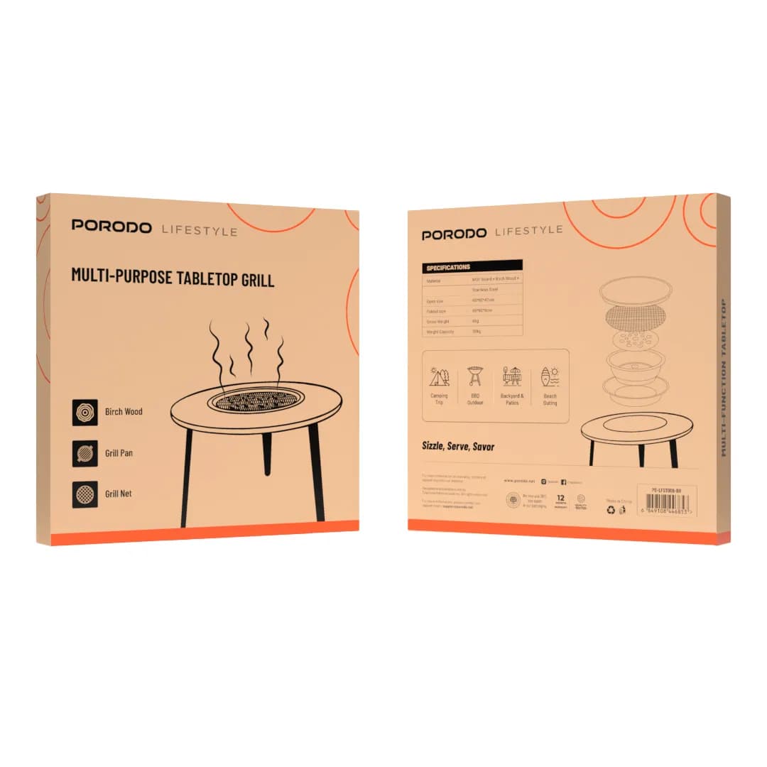 Porodo Lifestyle Multi-Purpose Tabletop Grill - Brown 1 Porodo Lifestyle Multi-Purpose Tabletop Grill - Brown 1