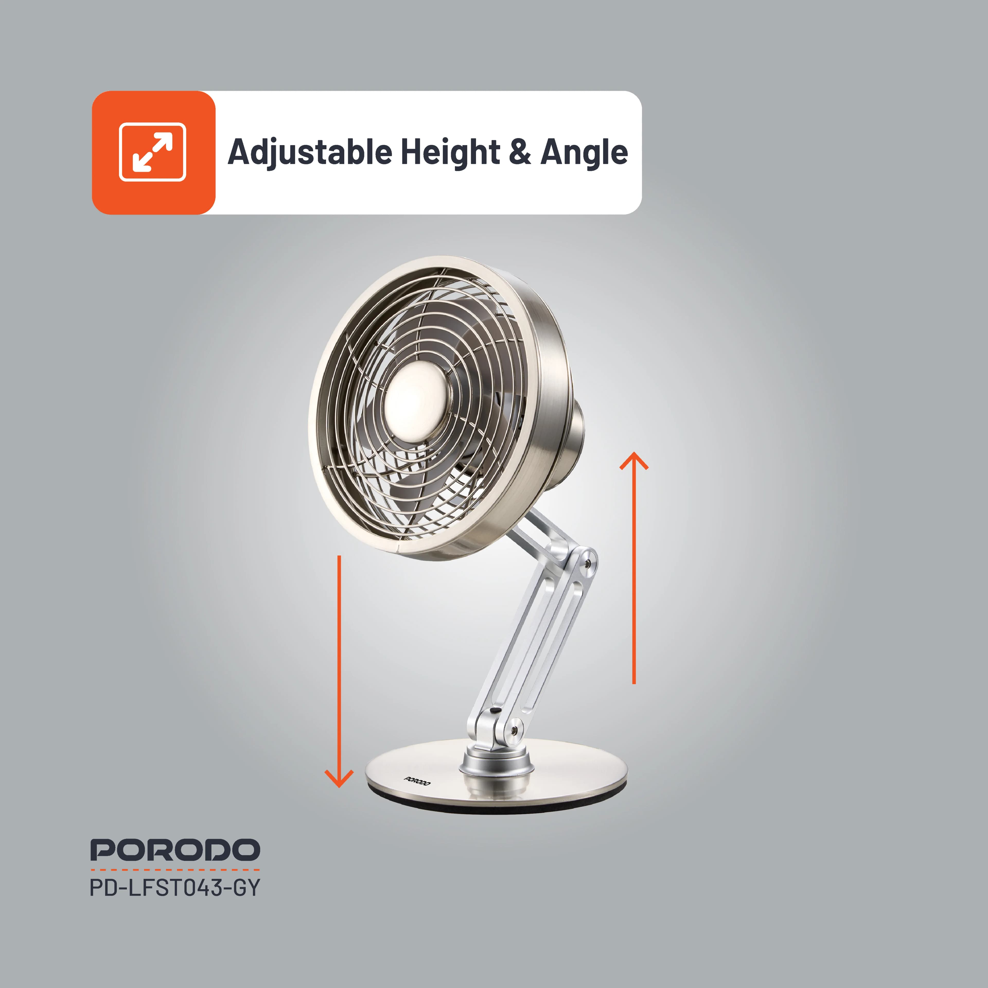 Porodo Lifestyle Metal Desk Fan - Gray 3