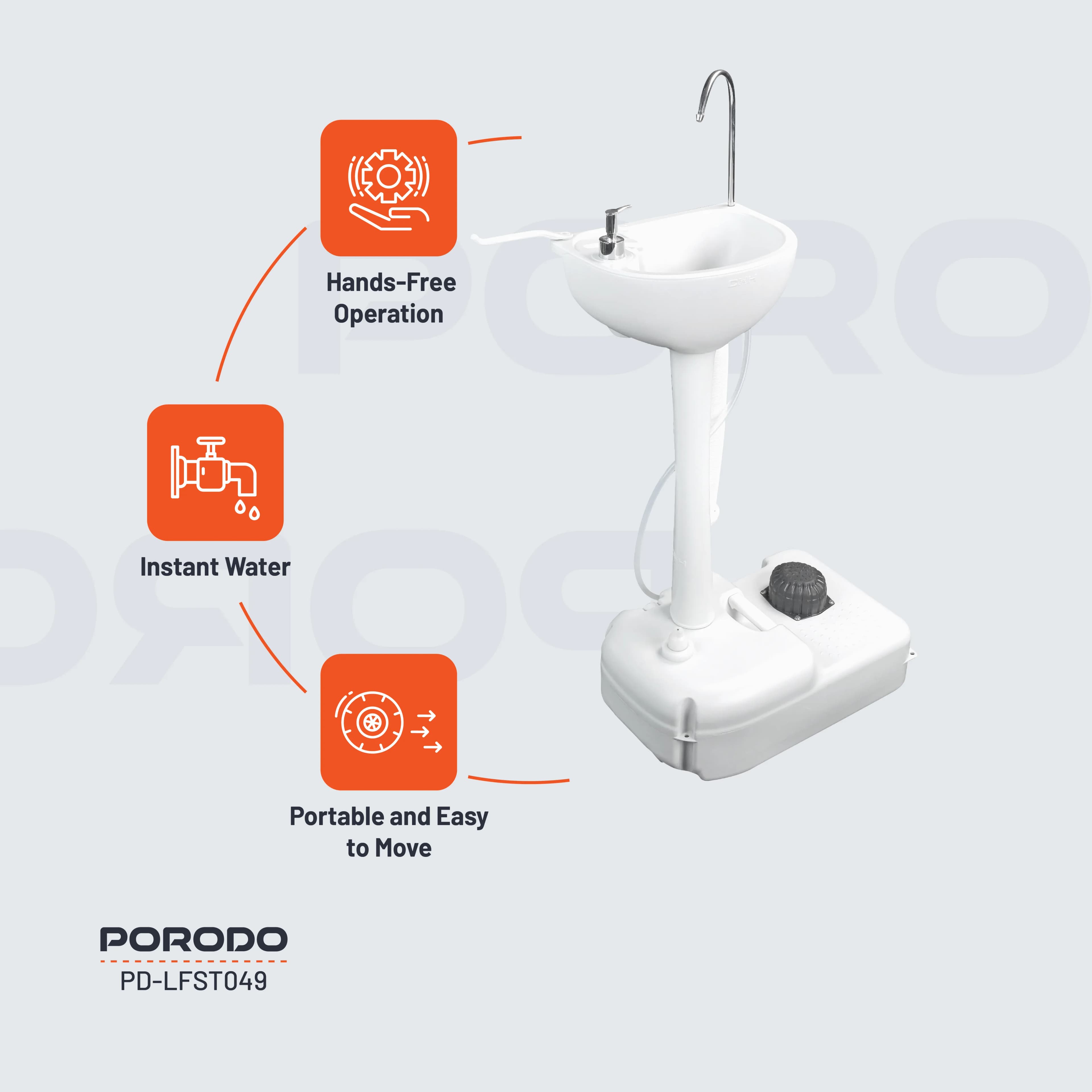 Porodo Lifestyle Portable Handwash Station - White 4