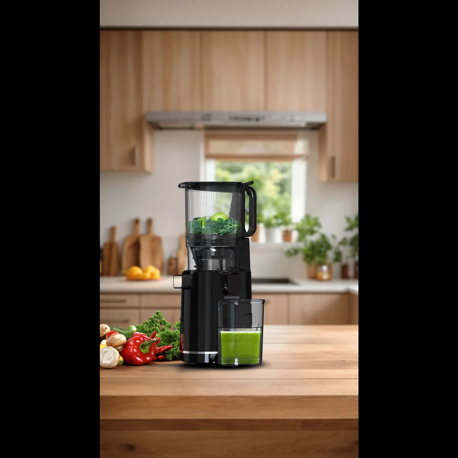 Porodo Slow Juicer - 250W Copper Motor, 1.8L, Black 3