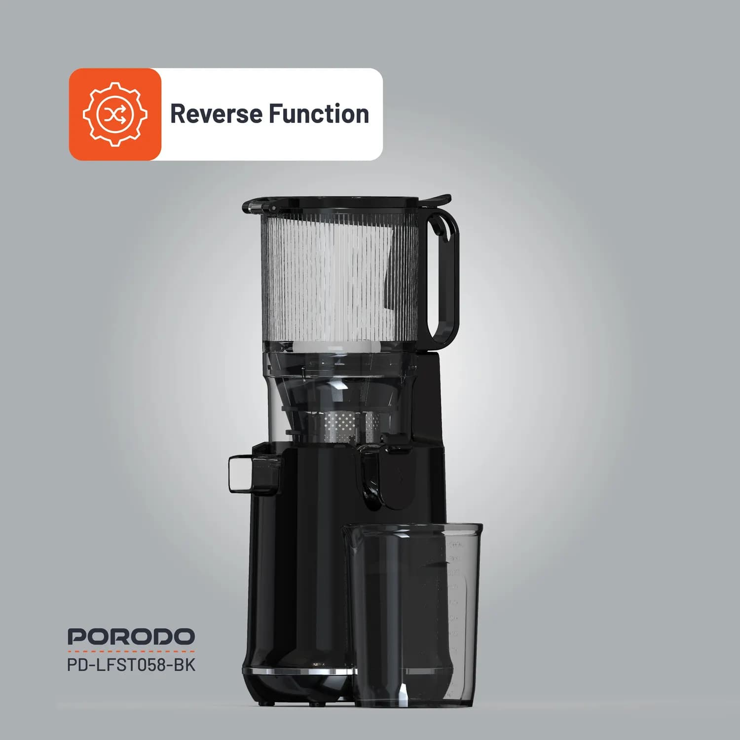 Porodo Slow Juicer - 250W Copper Motor, 1.8L, Black 4