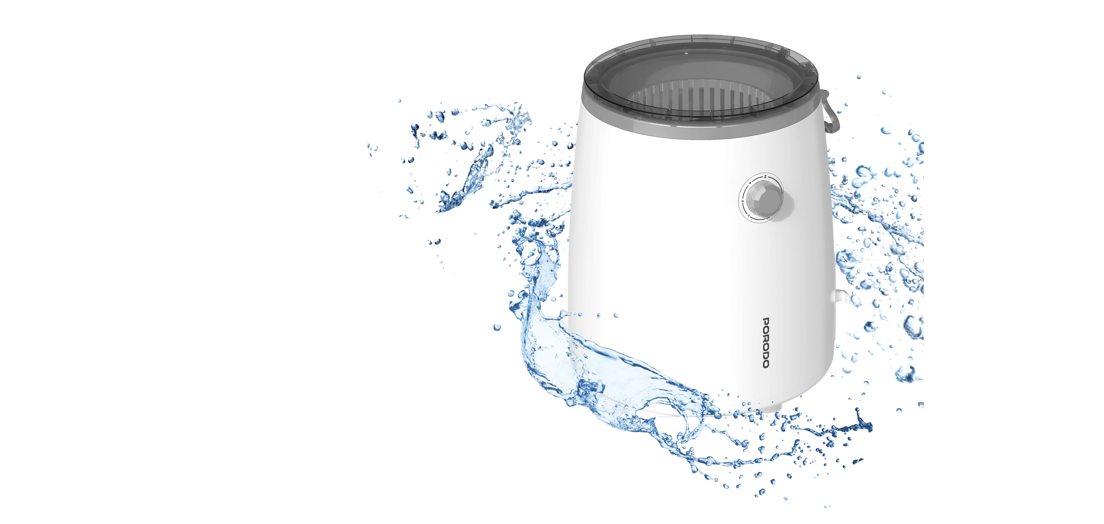 Porodo Lifestyle Portable Mini Washing Machine - White 2