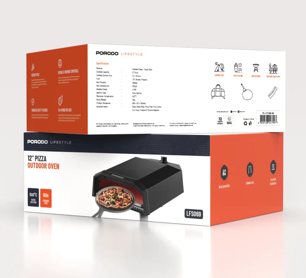 Porodo Lifestyle 12" Pizza Outdoor Oven - Black 1 Porodo Lifestyle 12" Pizza Outdoor Oven - Black 1