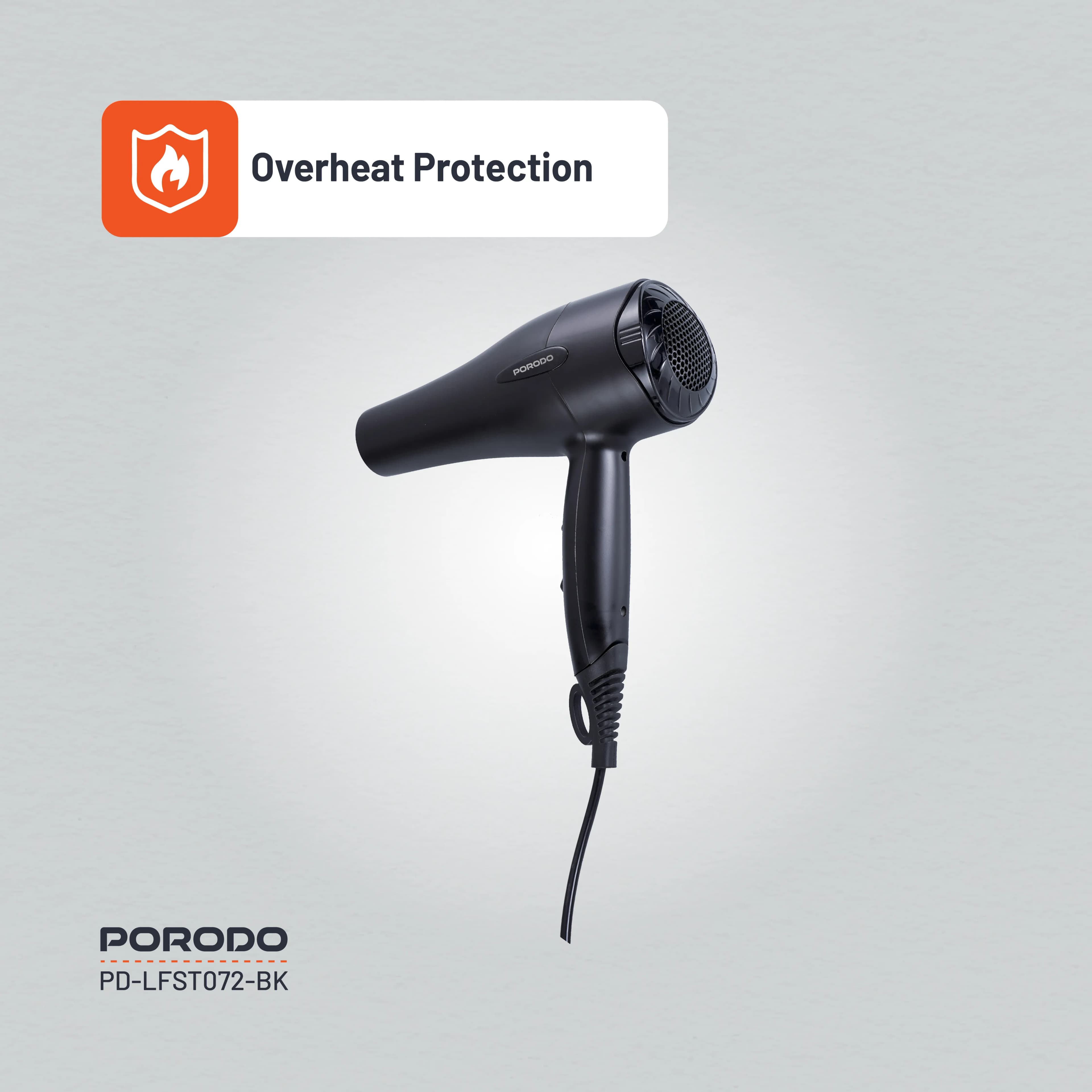 Porodo Lifestyle 1200W Hair Dryer 1.8M Cable - Black 2