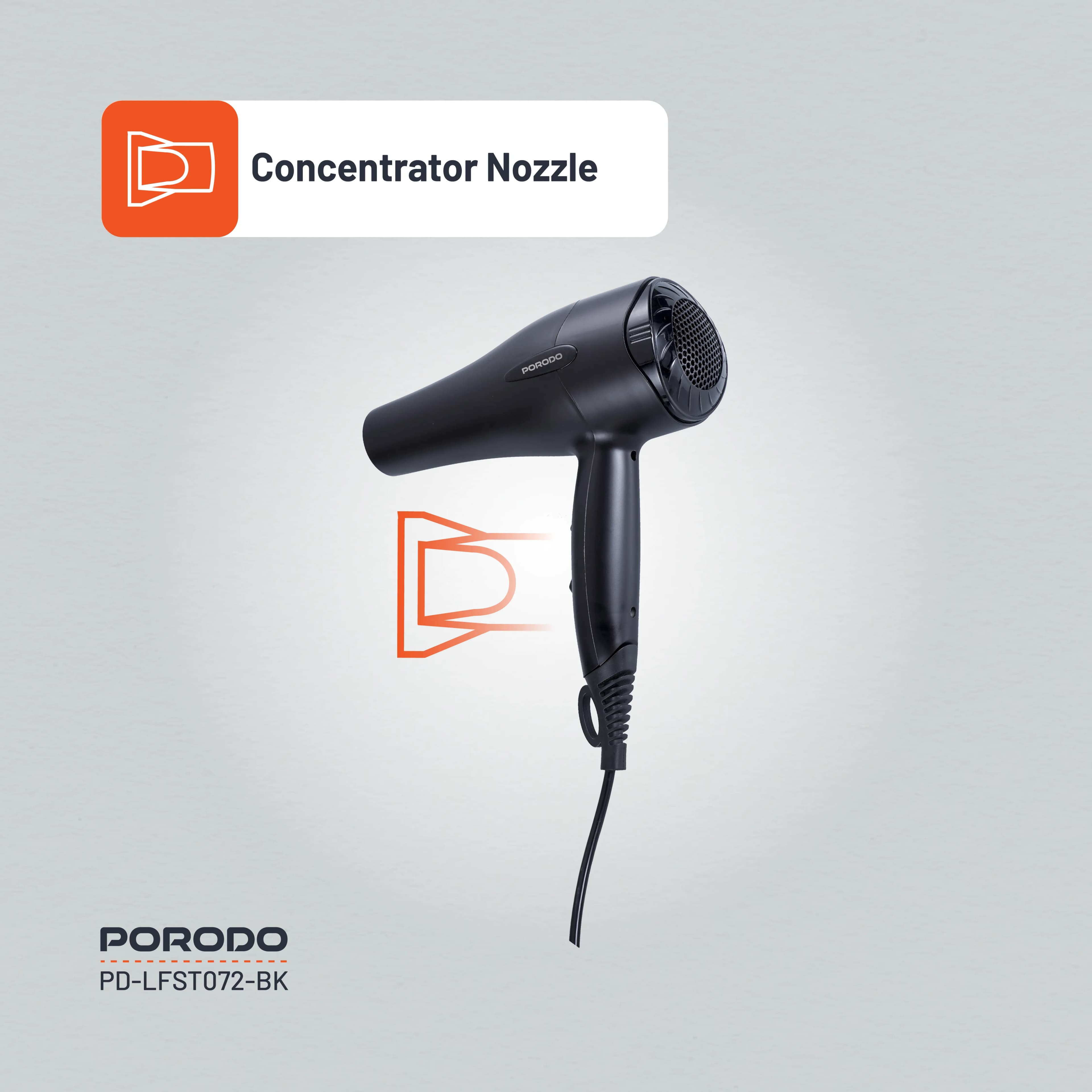 Porodo Lifestyle 1200W Hair Dryer 1.8M Cable - Black 3