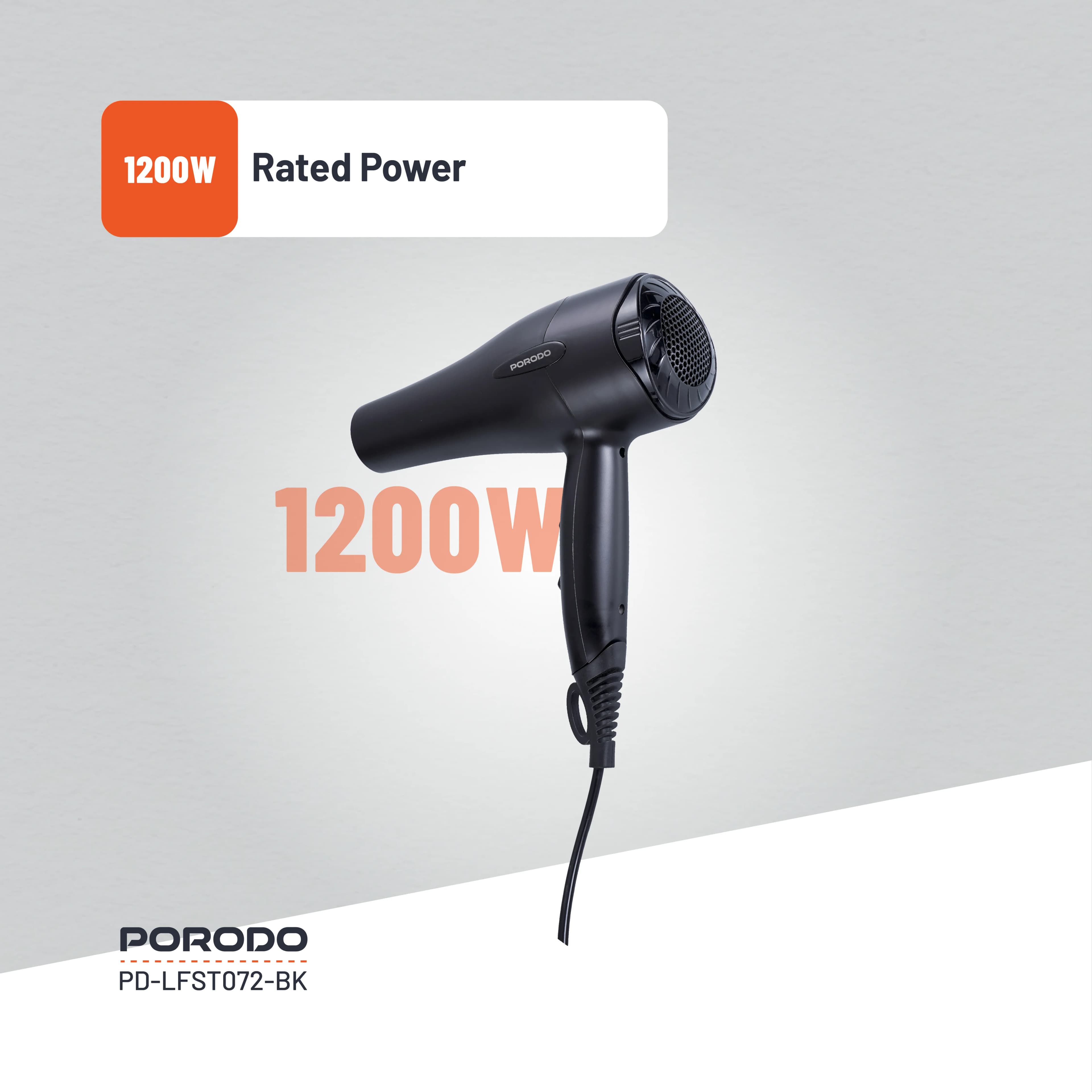 Porodo Lifestyle 1200W Hair Dryer 1.8M Cable - Black 4