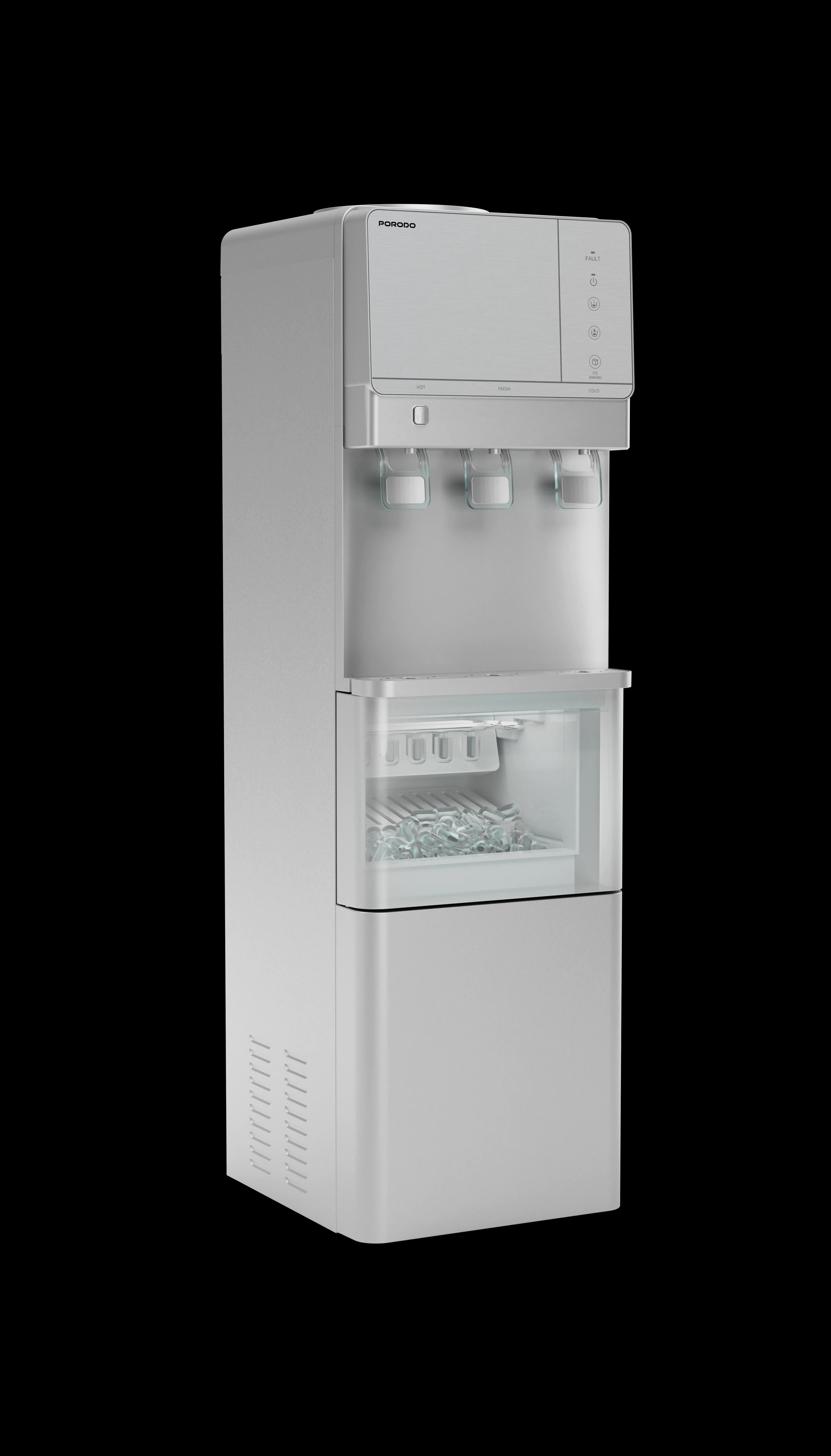 Porodo Water Dispenser & Ice Maker - Hot, Cold & Room Temp, Silver 1
