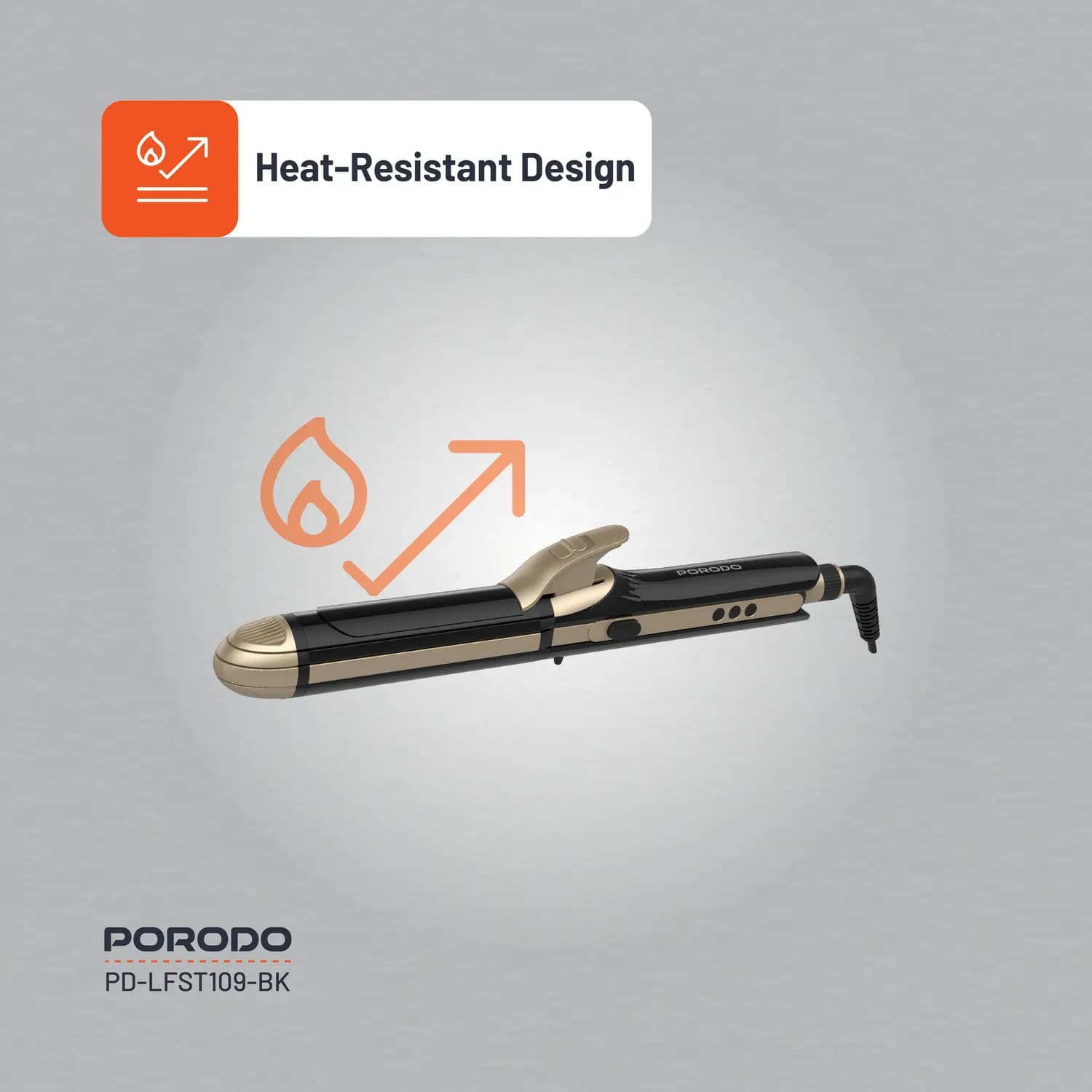 Porodo Hair Iron - 12 Heat Settings, Black 3