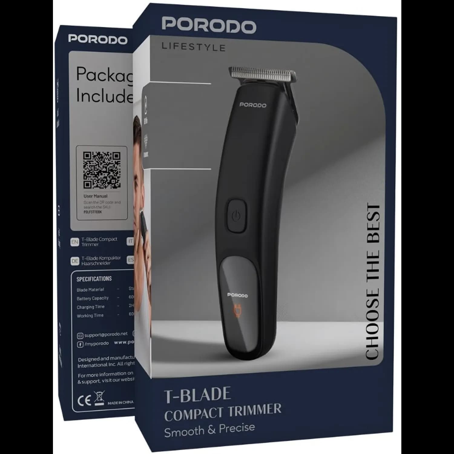 Porodo Compact T-Blade Hair Trimmer, - Black 5