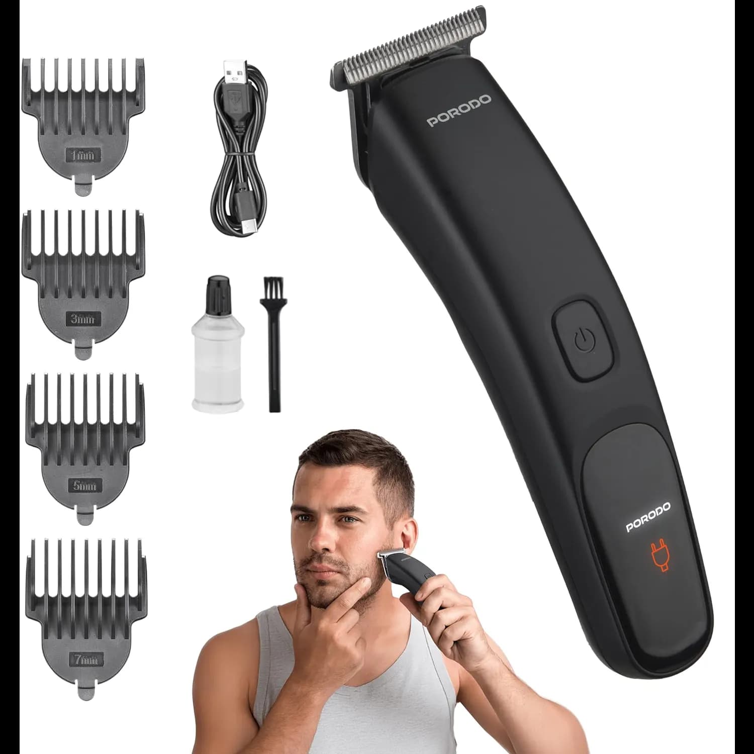 Porodo Compact T-Blade Hair Trimmer, - Black 1 Porodo Compact T-Blade Hair Trimmer, - Black 1