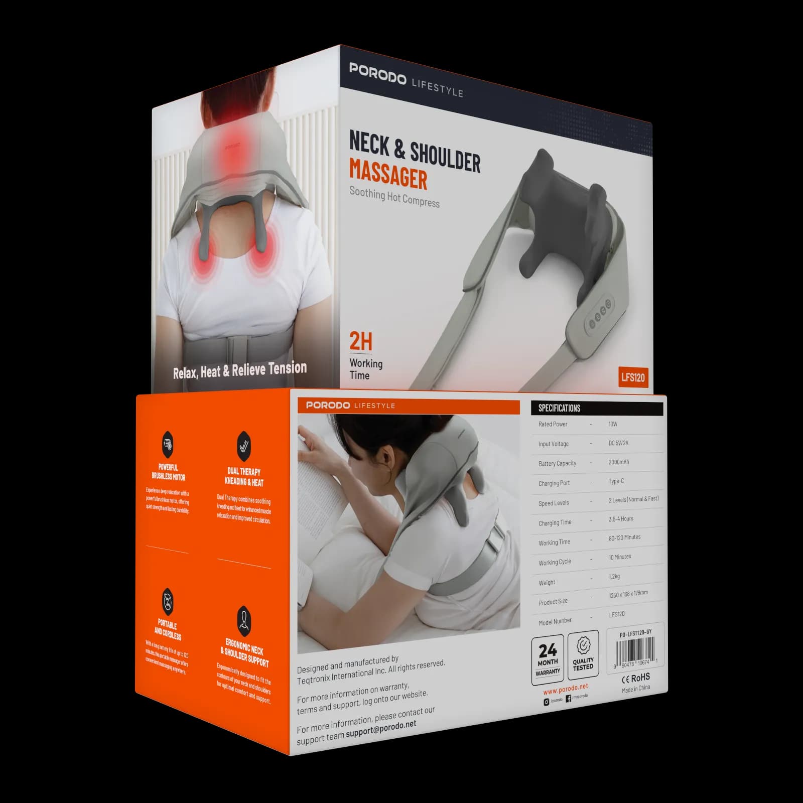 Porodo Lifestyle Neck & Shoulder Massager - Gray 1 Porodo Lifestyle Neck & Shoulder Massager - Gray 1