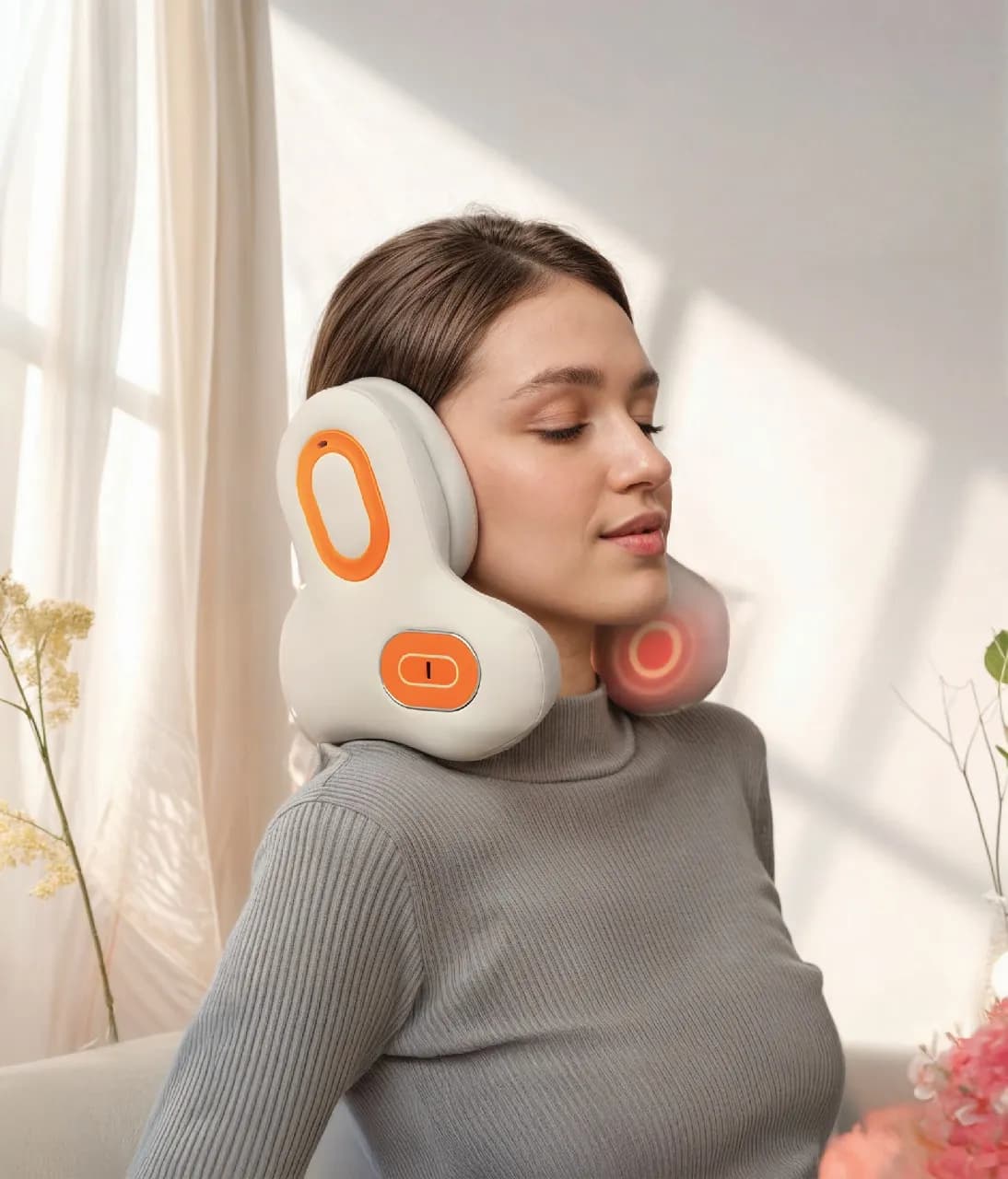 Porodo Lifestyle ZenComfort Neck Pillow with 3D ANC Headphones - Khaki 3