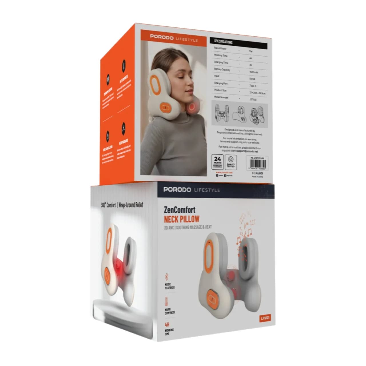 Porodo Lifestyle ZenComfort Neck Pillow with 3D ANC Headphones - Khaki 4