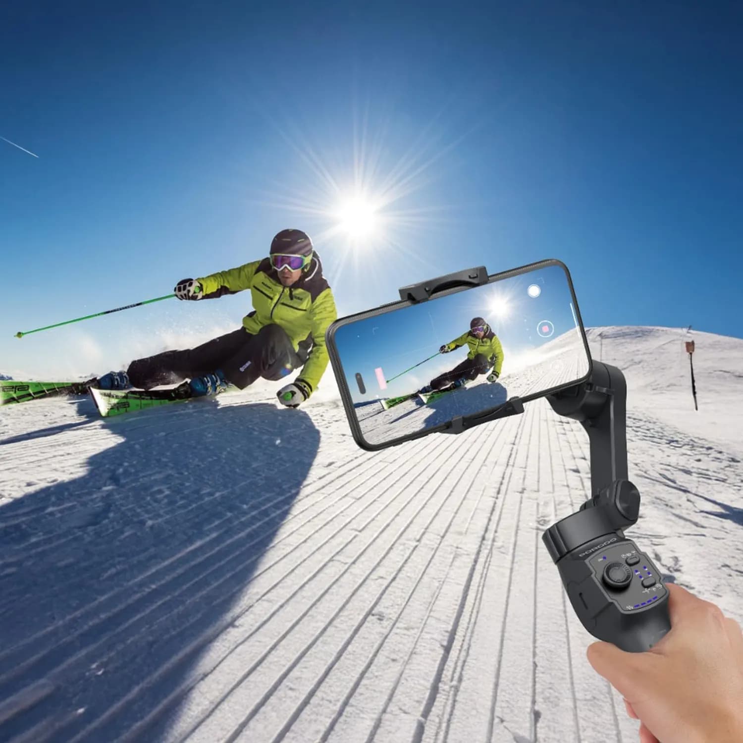 Porodo 3-Axis Gimbal Stabilizer - 3600mAh Battery, Black 2