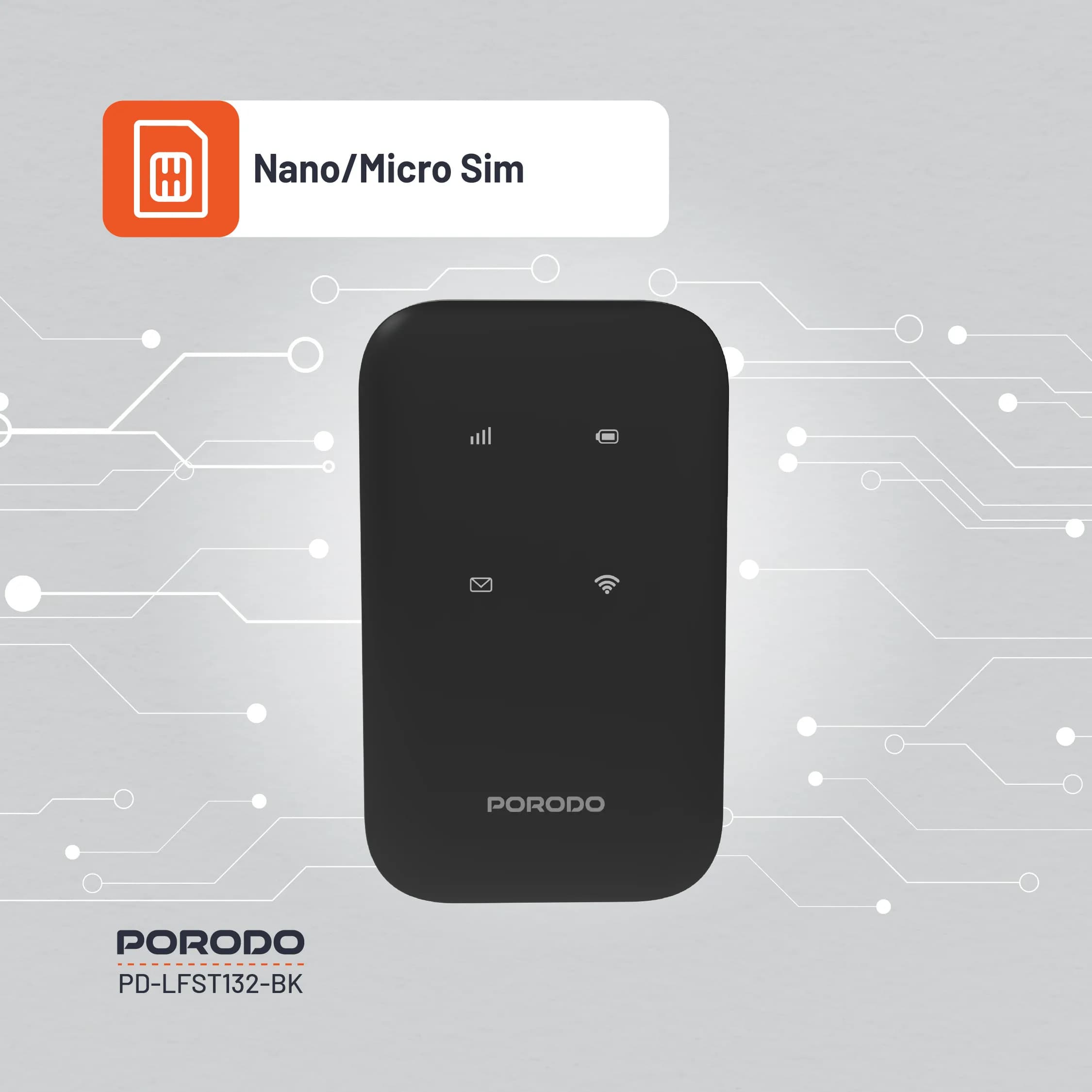 Porodo Pocket Router 4G LTE | WiFi 6 - Black 4