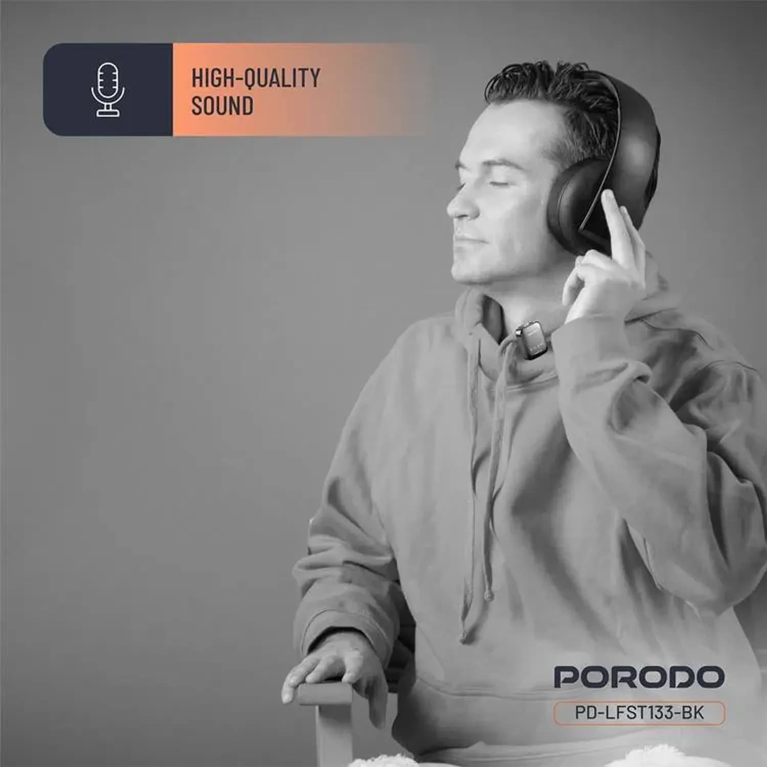 Porodo Wireless Handheld Lavalier Microphone - 12H Battery, Black 2