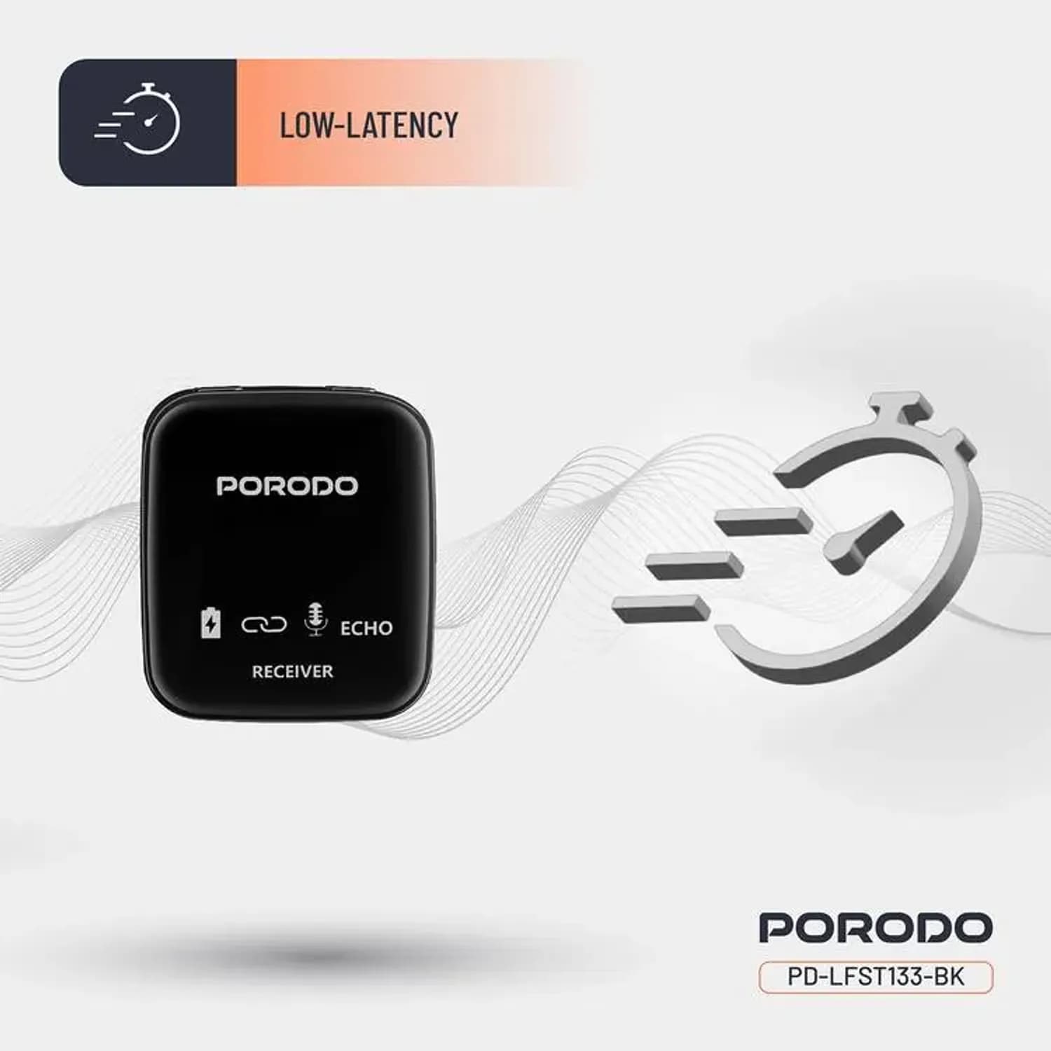 Porodo Wireless Handheld Lavalier Microphone - 12H Battery, Black 5