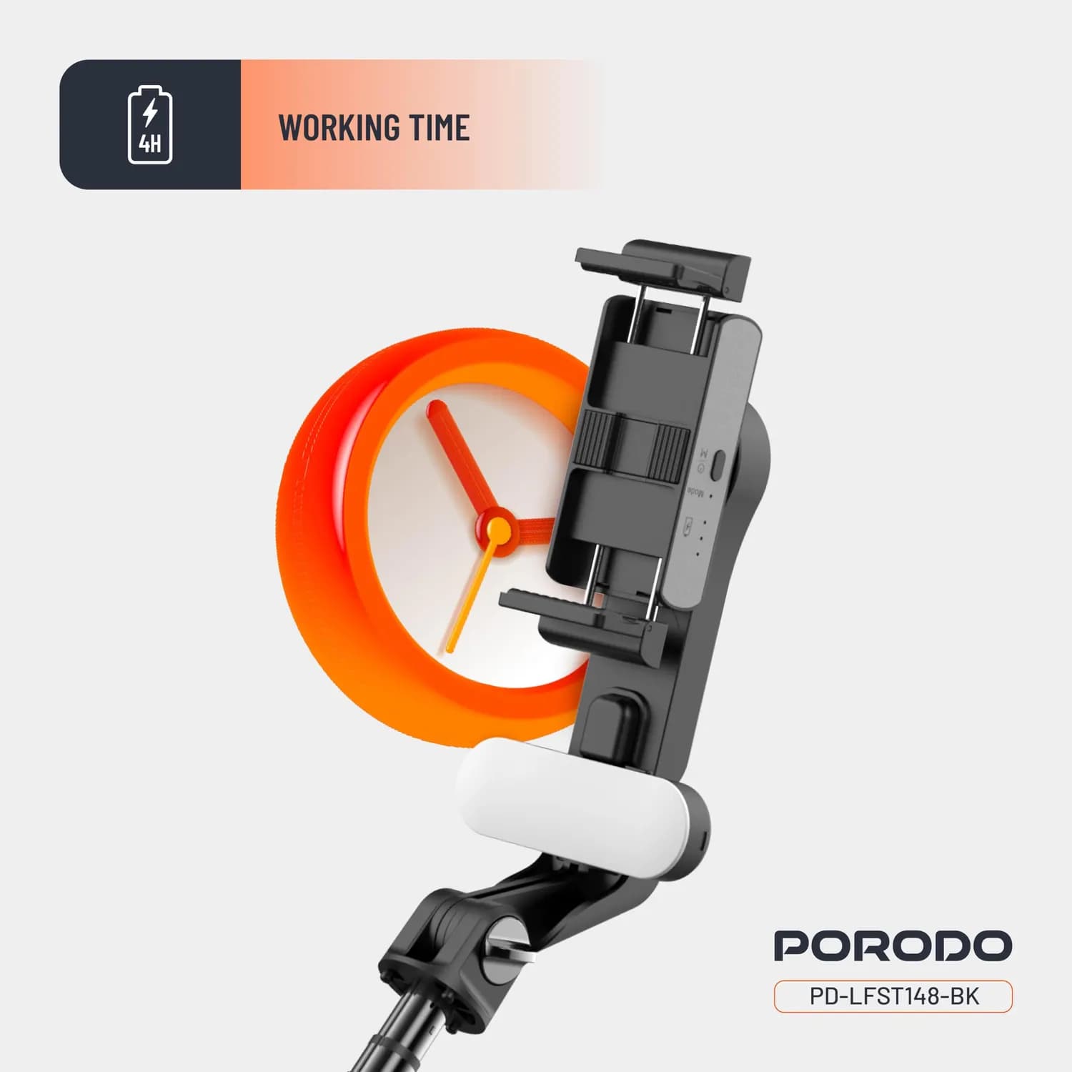 Porodo Gimbal Stabilizer QuadBase - Bluetooth 5.2, Foldable, Black 5