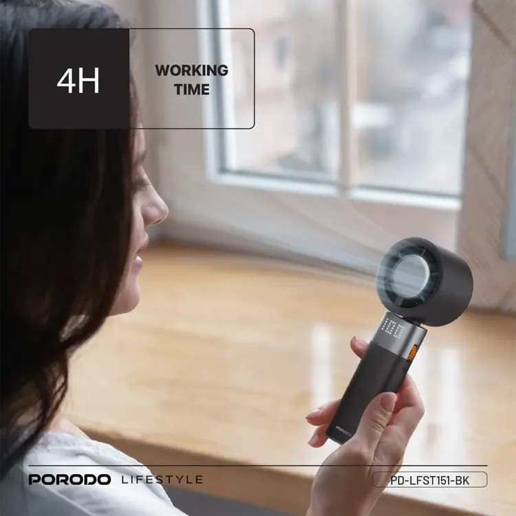 Porodo Handheld Turbo Fan - Adjustable Speed, Black 3