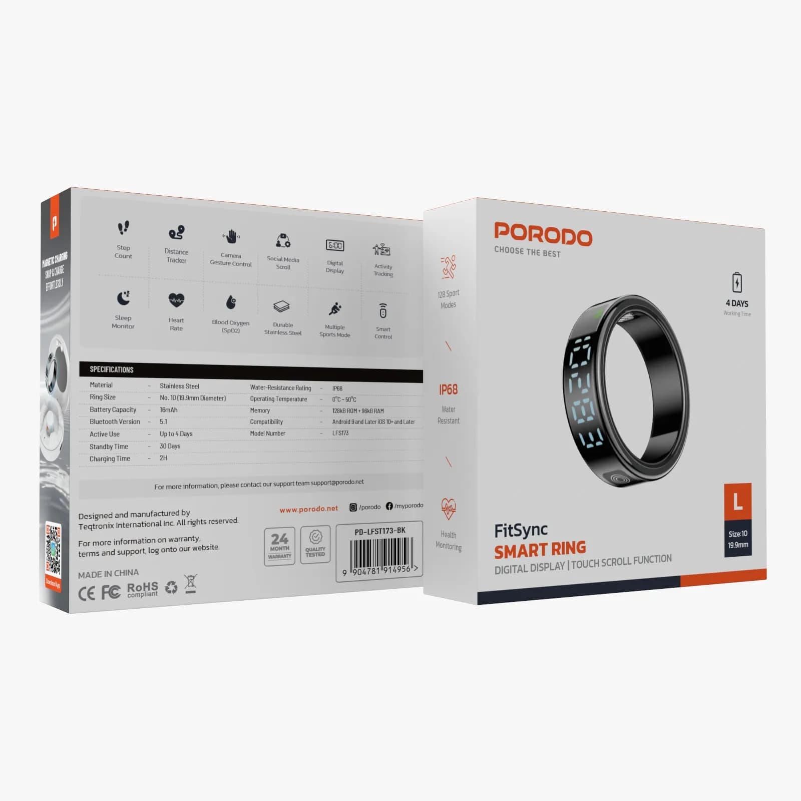 Porodo FitSync Smart Ring Size 10 / 7 — Black 5