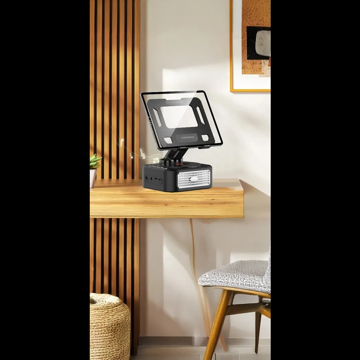Porodo Tablet Speaker Stand PD-LFST175-BK - Bluetooth, Foldable, Black 5