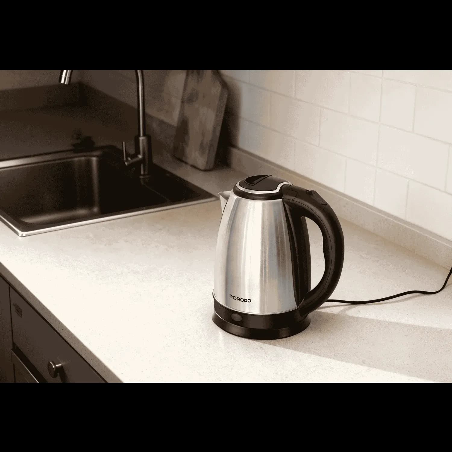 porodo Electric Glass Kettle - 1.8L, Auto Shut-Off, Silver — Silver 2