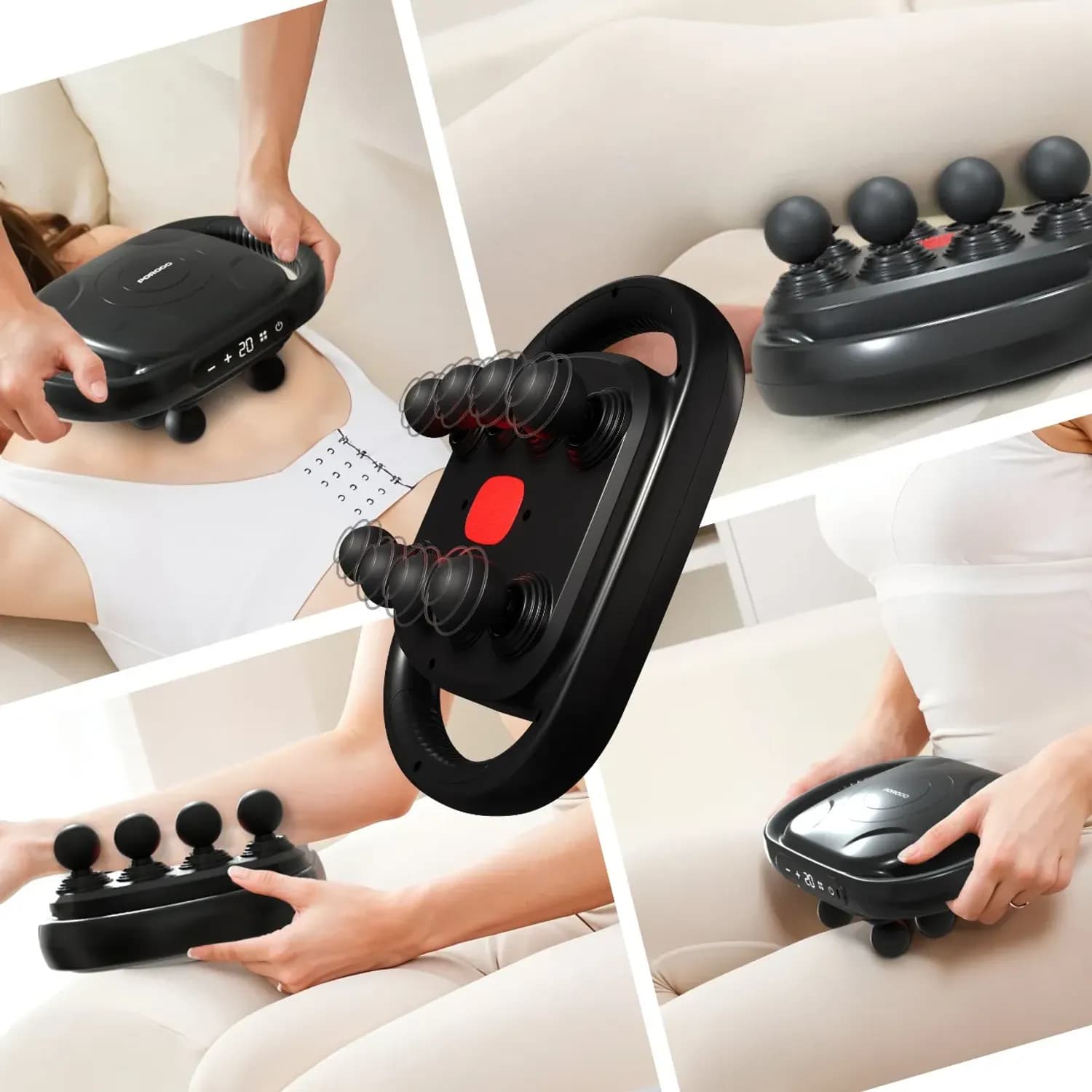 Porodo Massage Gun - 8 Heads, Rechargeable, Black 2