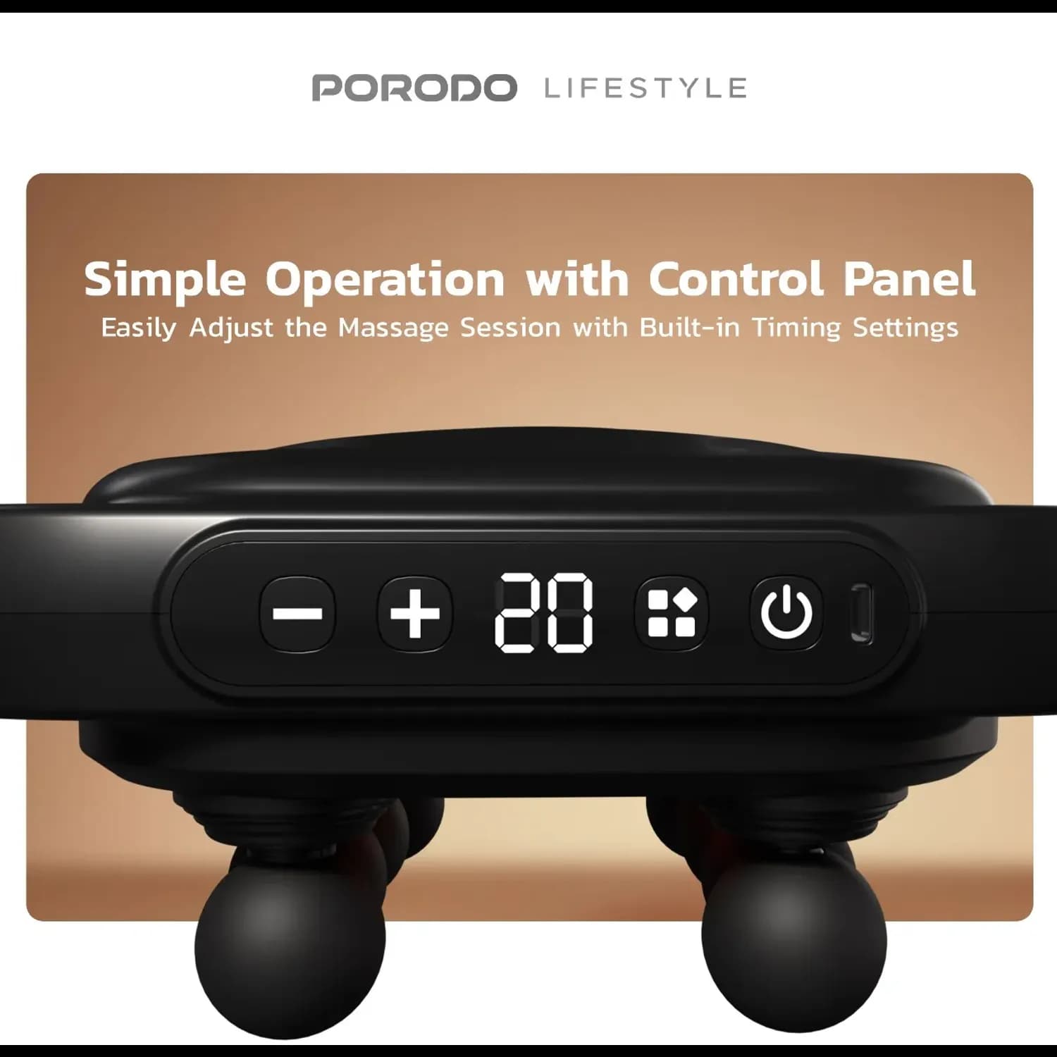 Porodo Massage Gun - 8 Heads, Rechargeable, Black 4