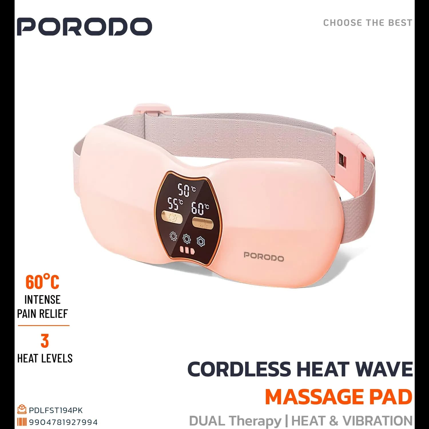 Porodo Facial Cleansing Brush Lifestyle Sonic - Heated Massage, Pink 2