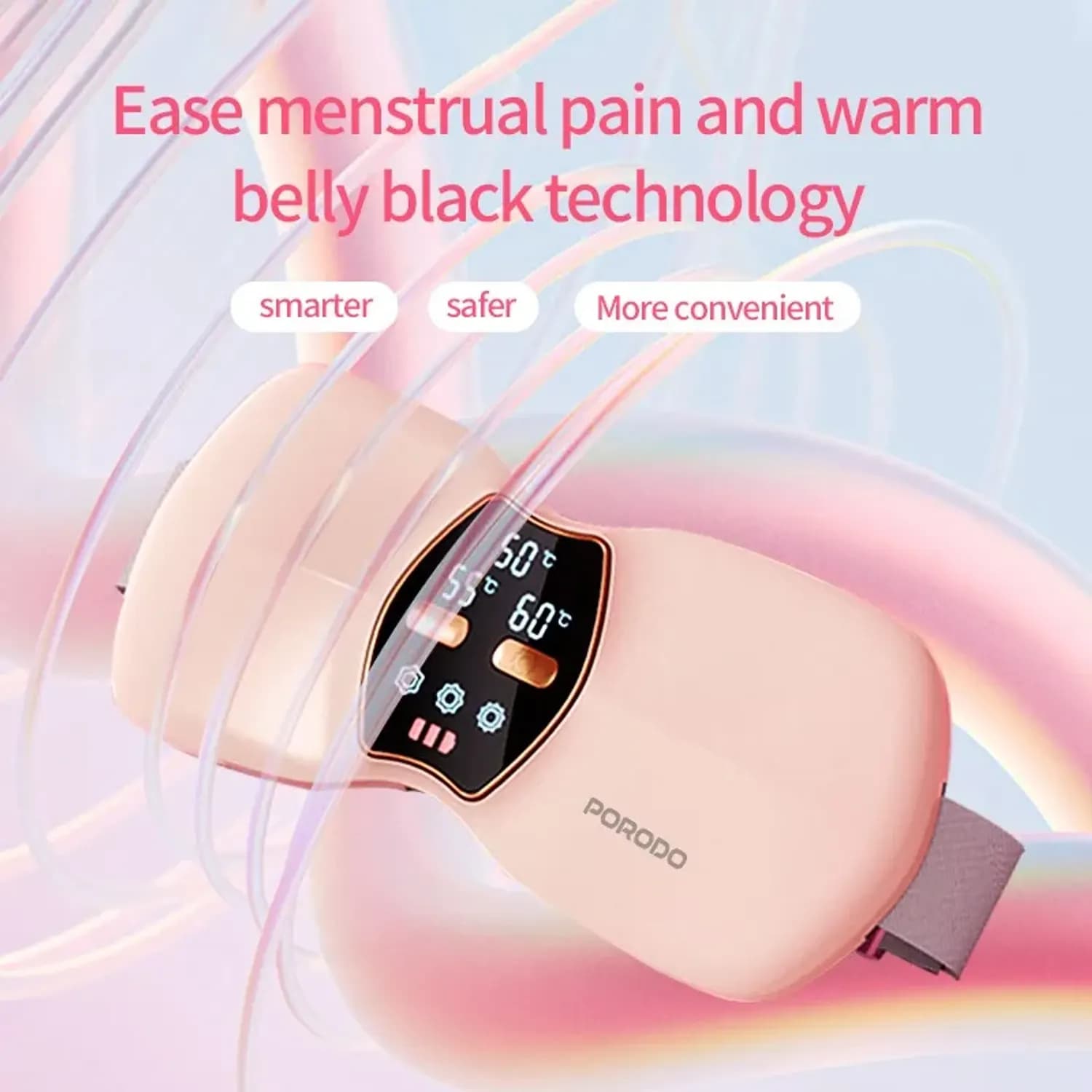 Porodo Heat & Wave Massage Pad - Cordless, 3 Heat Levels, Black 5