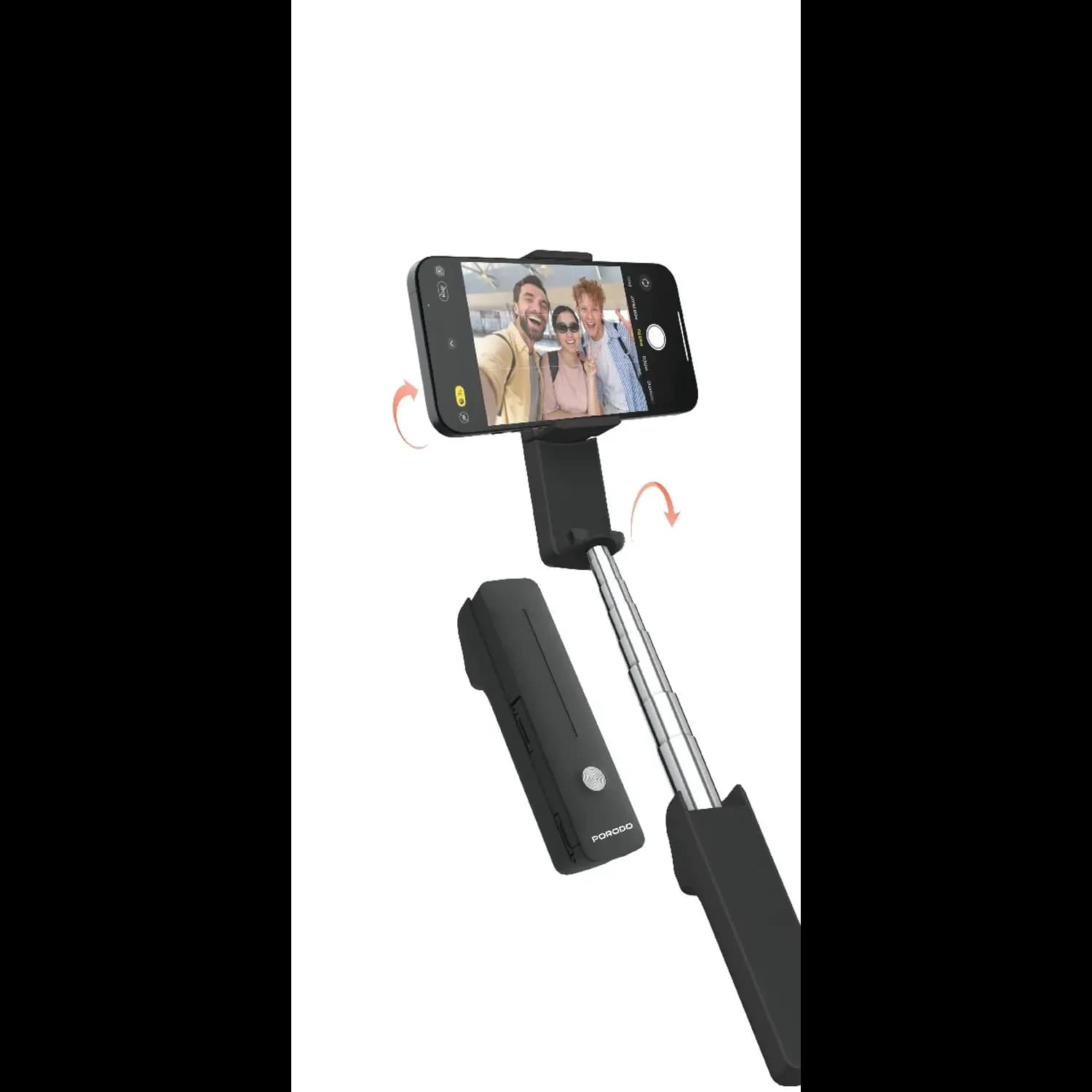 Porodo Selfie Stick - Bluetooth, 72cm, Black 1