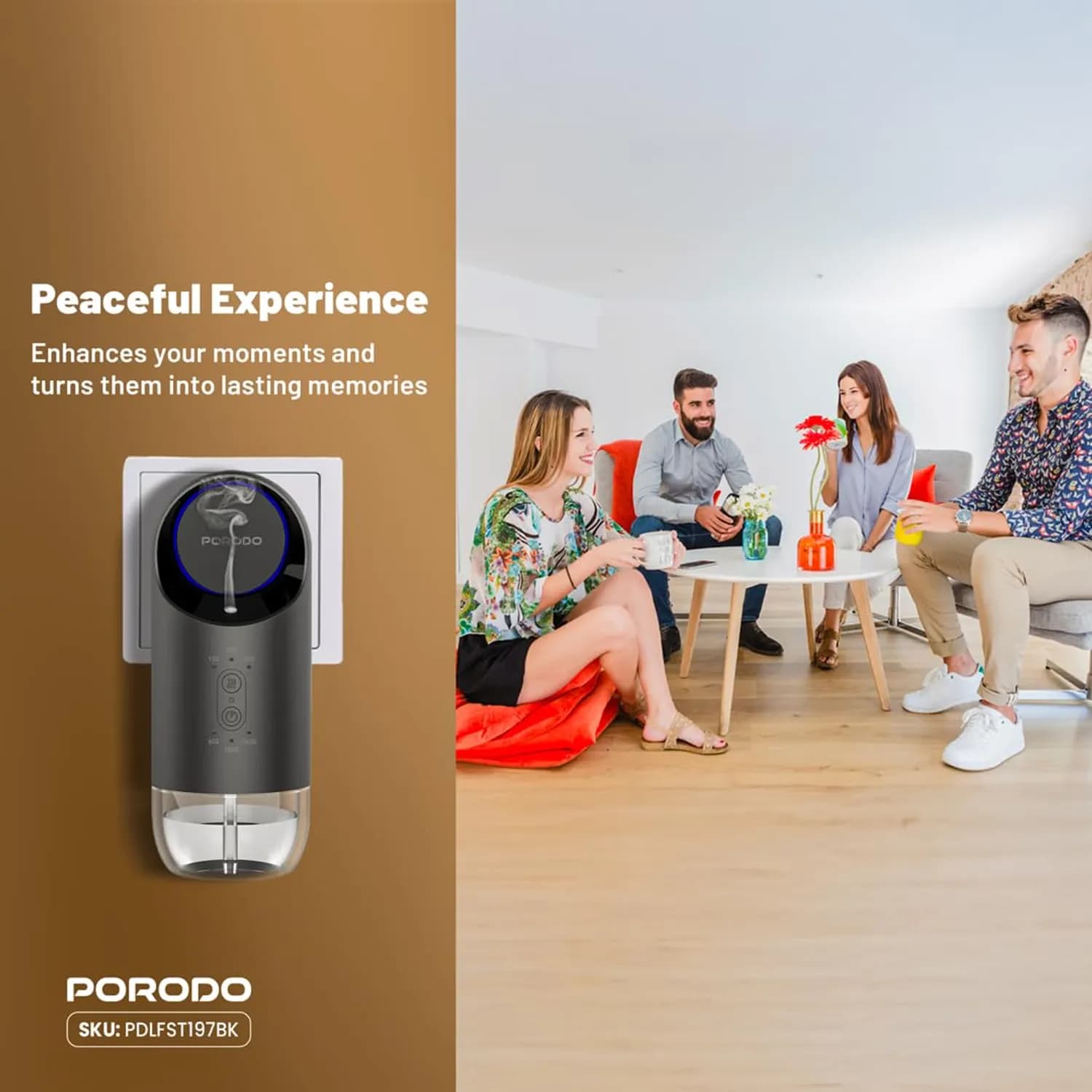 Porodo Essential Oil Diffuser - Waterless, 120ml, Black 2
