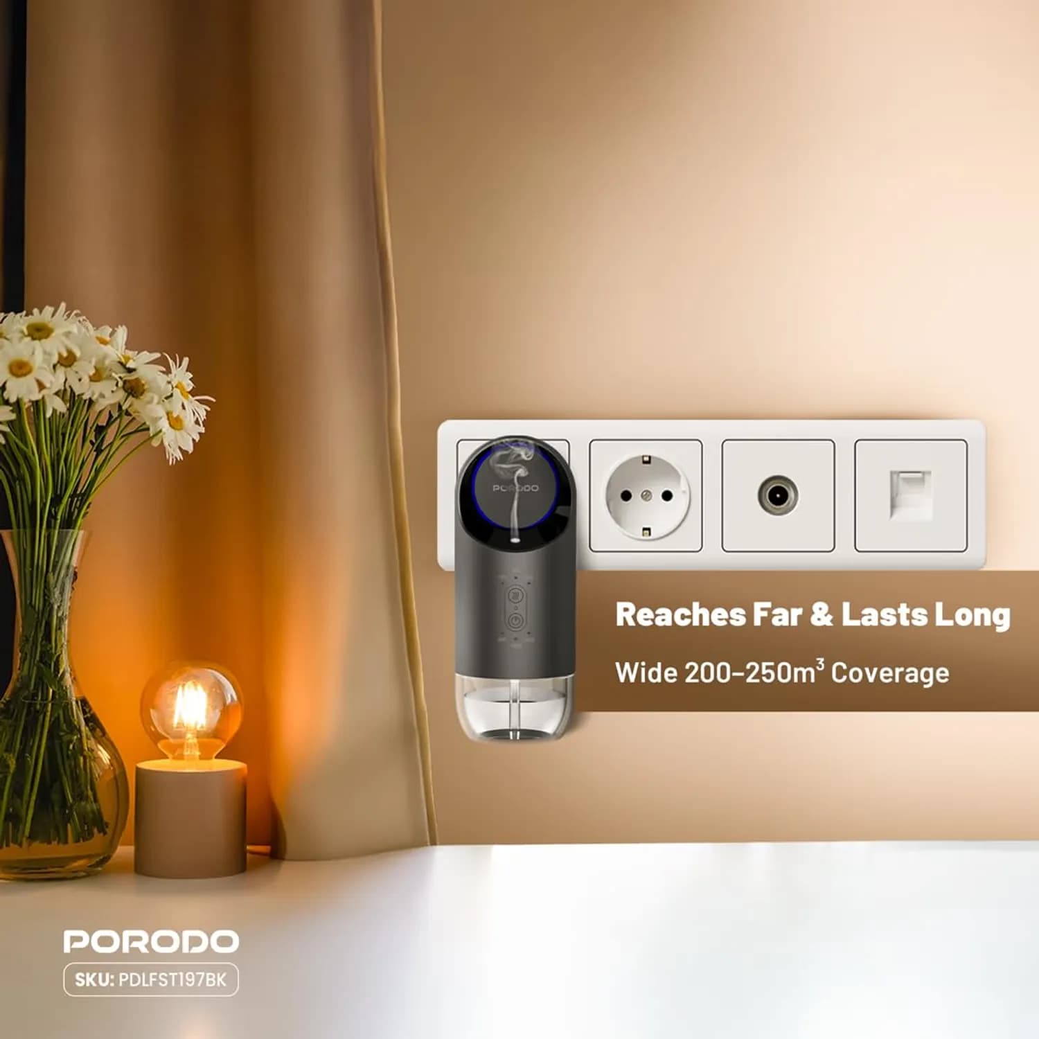 Porodo Essential Oil Diffuser - Waterless, 120ml, Black 3