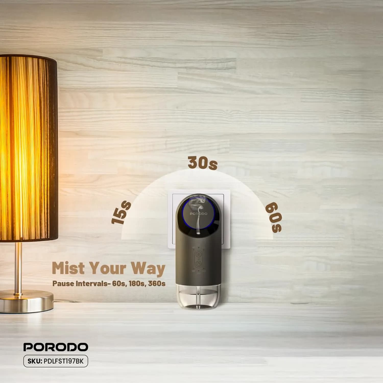 Porodo Essential Oil Diffuser - Waterless, 120ml, Black 4