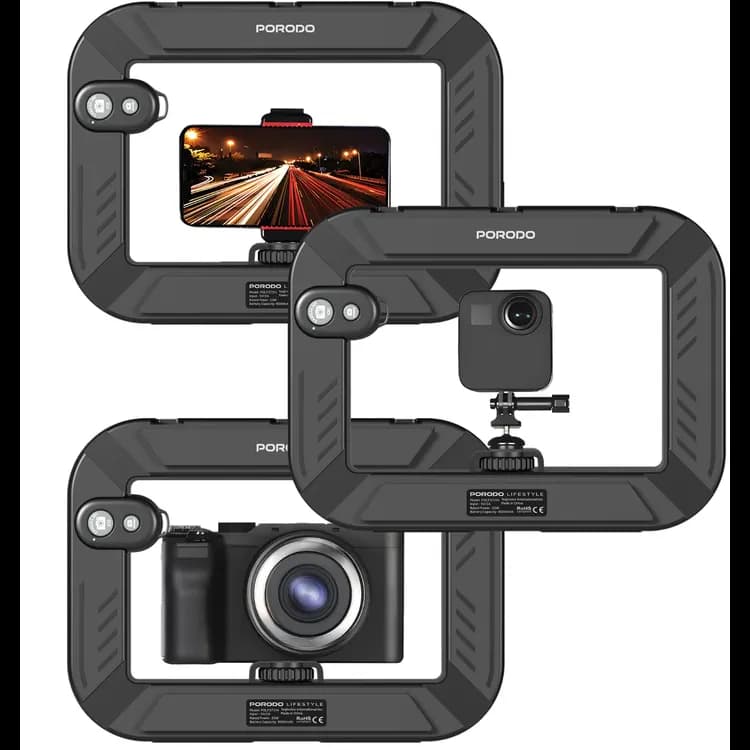 Porodo Vlogging Light - 240 LEDs, Adjustable Color Temp, Bluetooth 4