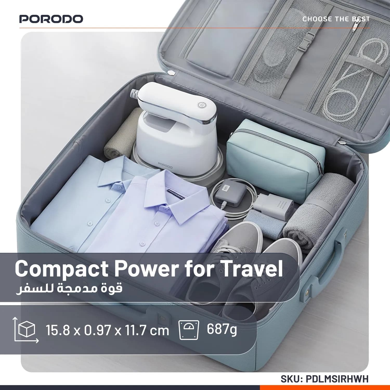 Porodo Dual Burner Camping Stove - 5000W Stainless Steel, Black 5