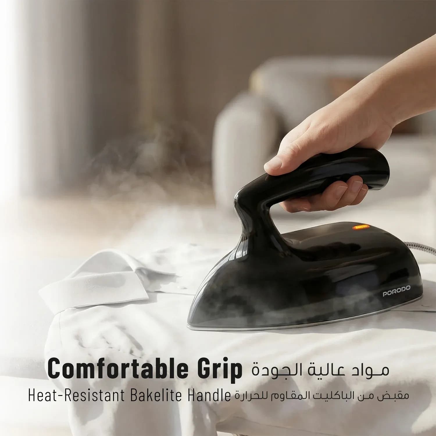 Porodo Ironix Mini Portable Iron Steamer - Black 2